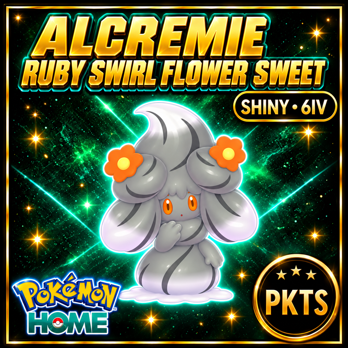 Shiny Alcremie Ruby Swirl Flower Sweet Pokémon HOME 6IV Competitive Battle Ready - Image 1
