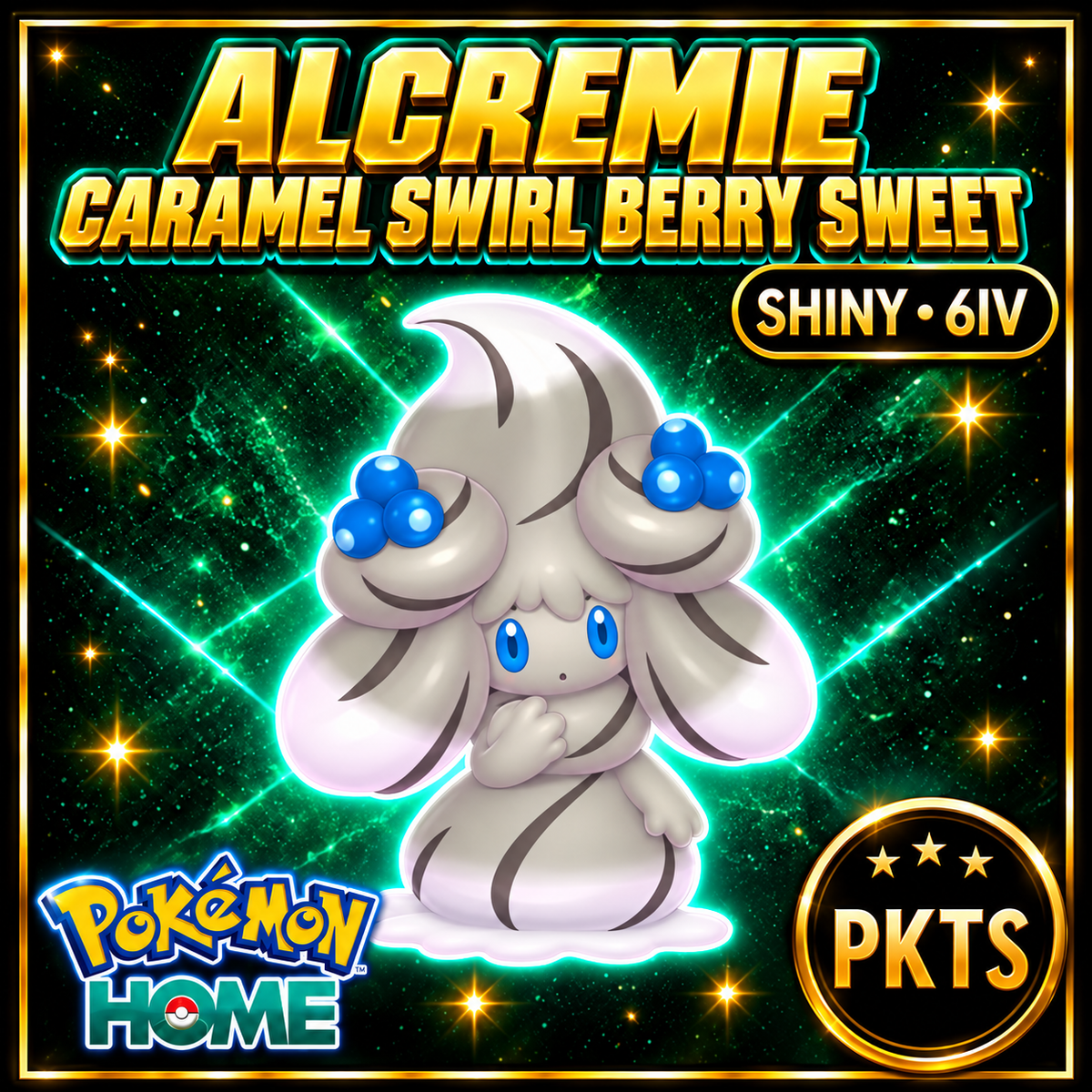 Shiny Alcremie Caramel Swirl Berry Sweet Pokémon HOME 6IV Competitive Battle Ready - Image 1