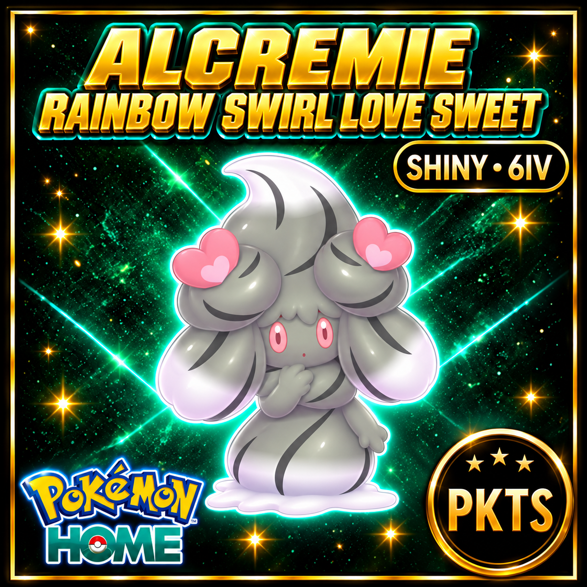 Shiny Alcremie Rainbow Swirl Love Sweet Pokémon HOME 6IV Competitive Battle Ready - Image 1