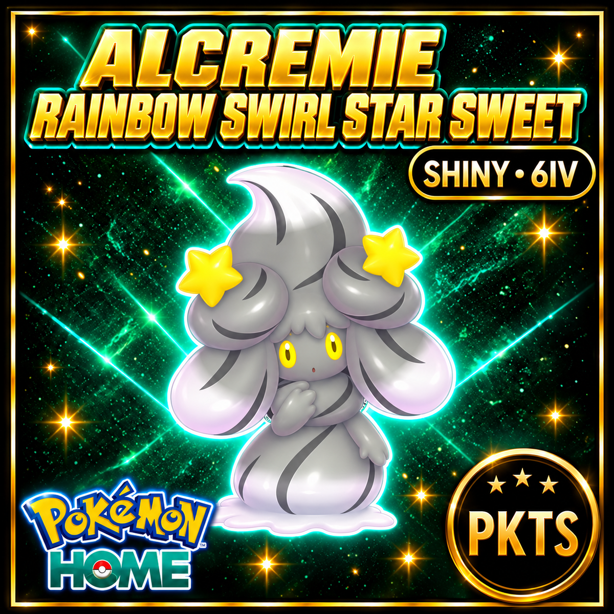 Shiny Alcremie Rainbow Swirl Star Sweet Pokémon HOME 6IV Competitive Battle Ready - Image 1