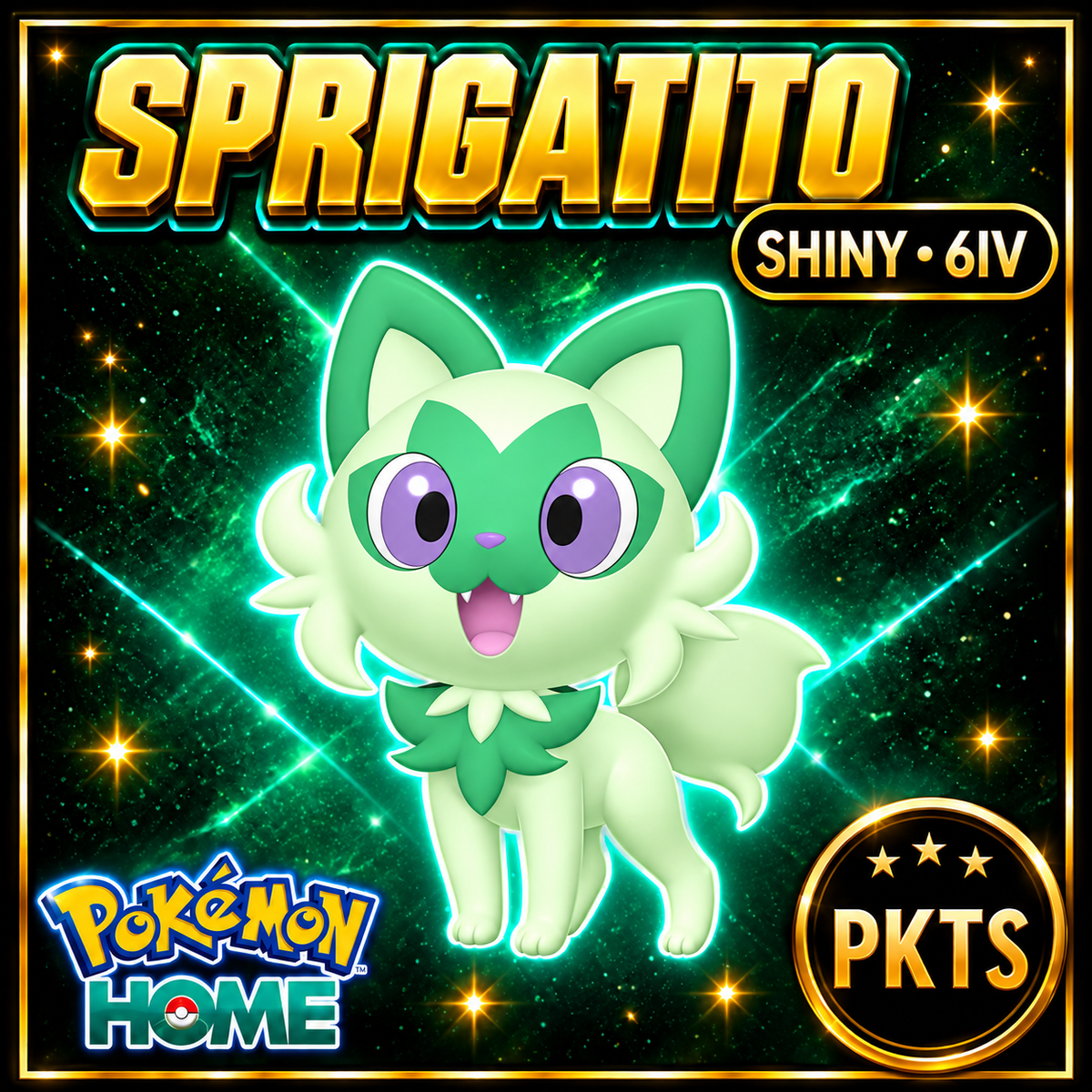 Shiny Sprigatito Pokémon HOME 6IV Competitive Battle Ready - Image 1