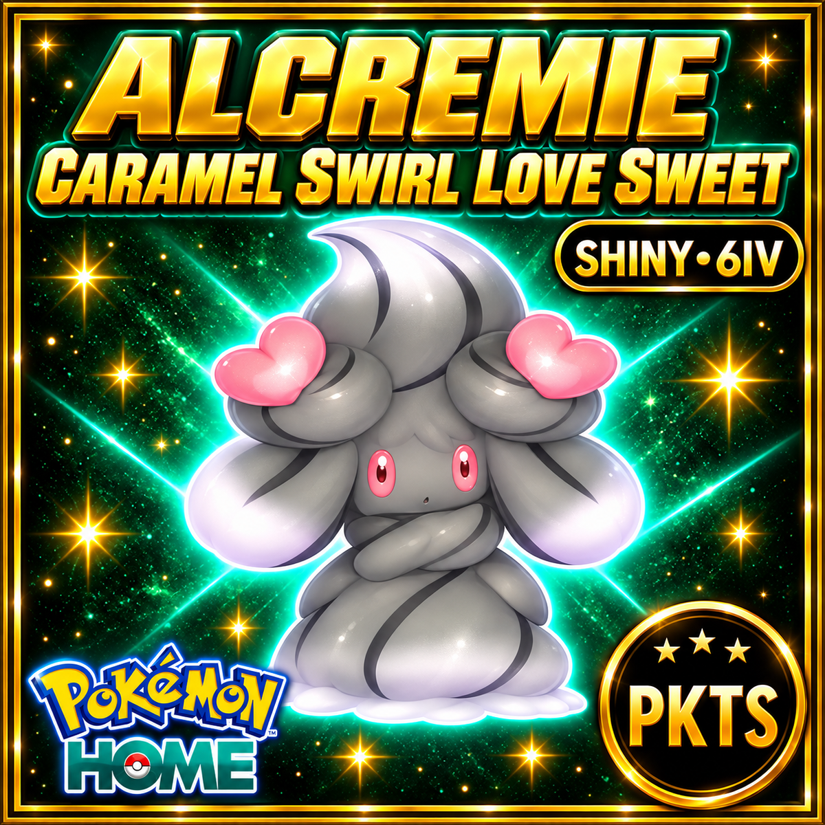 Shiny Alcremie Caramel Swirl Love Sweet Pokémon HOME 6IV Competitive Battle Ready - Image 1