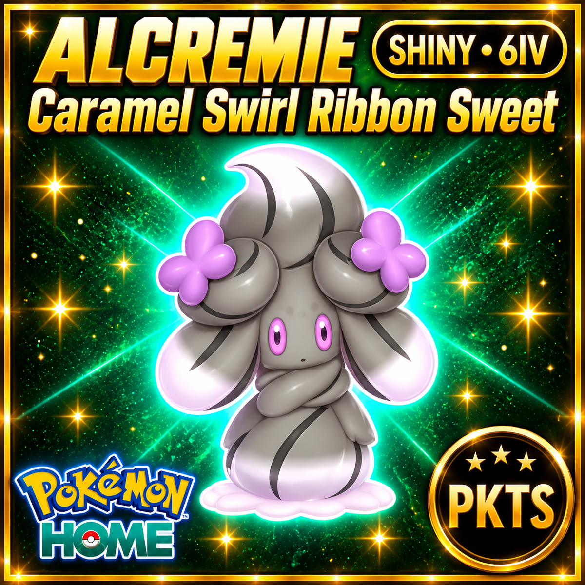 Shiny Alcremie Caramel Swirl Ribbon Sweet Pokémon HOME 6IV Competitive Battle Ready - Image 1