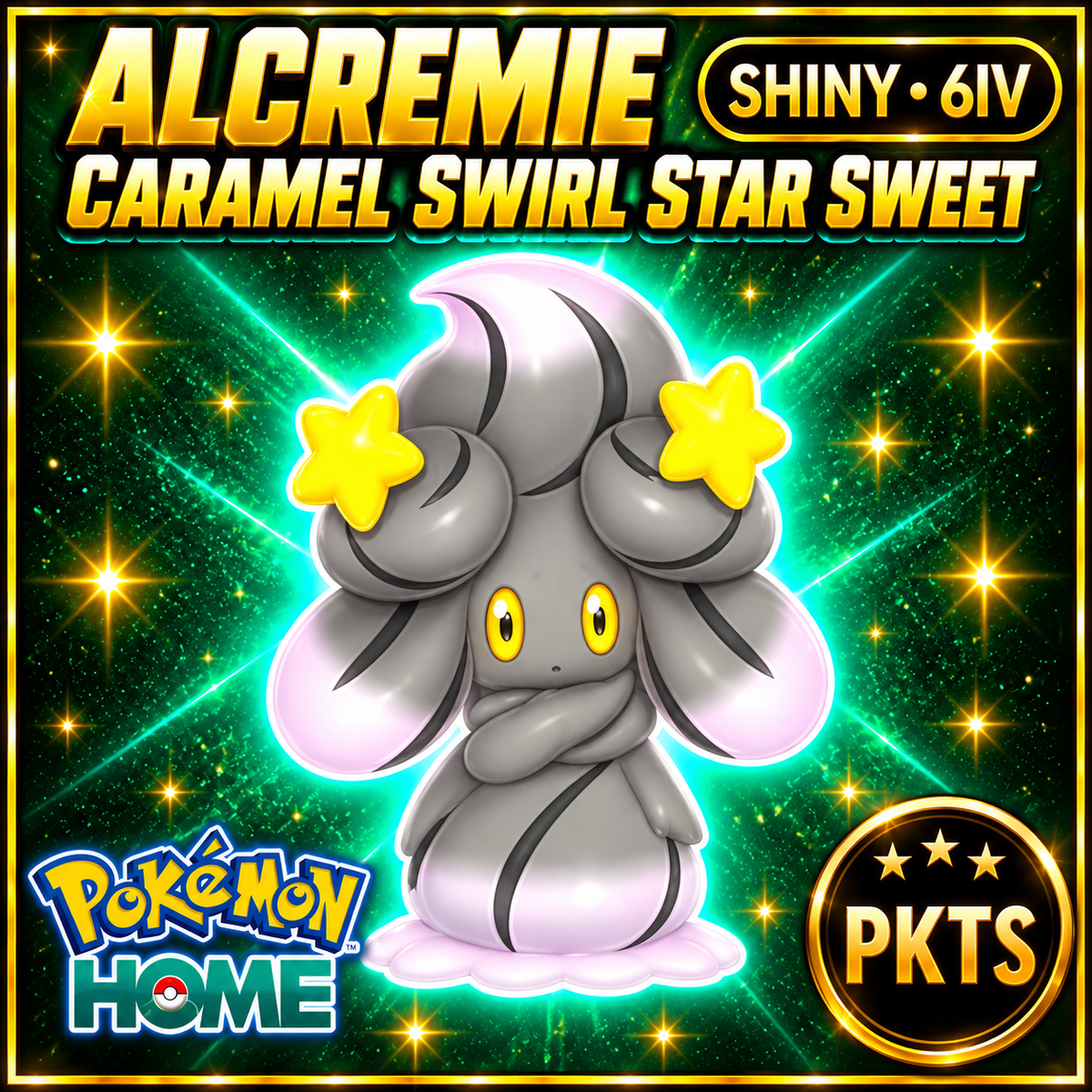 Shiny Alcremie Caramel Swirl Star Sweet Pokémon HOME 6IV Competitive Battle Ready - Image 1