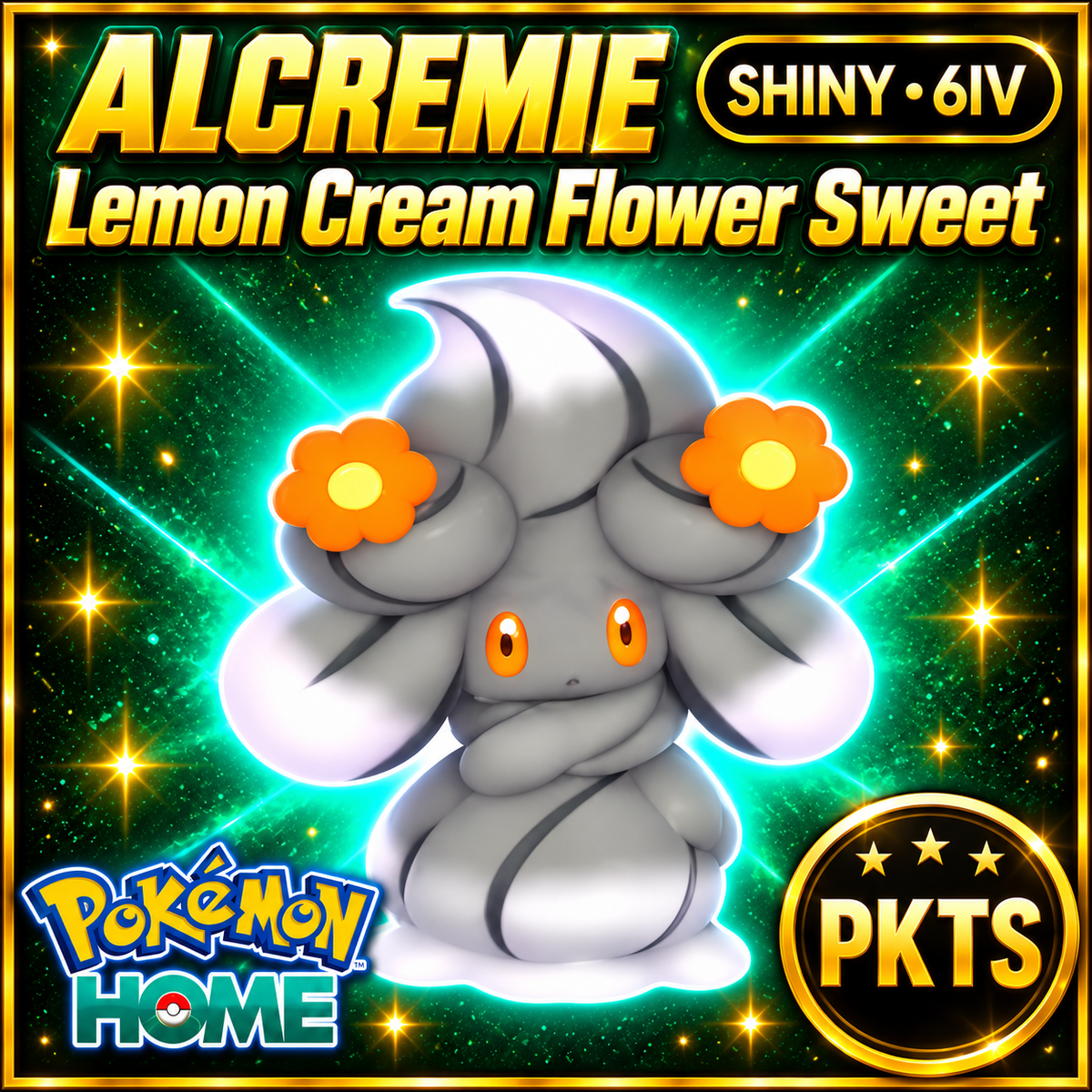 Shiny Alcremie Lemon Cream Flower Sweet Pokémon HOME 6IV Competitive Battle Ready - Image 1
