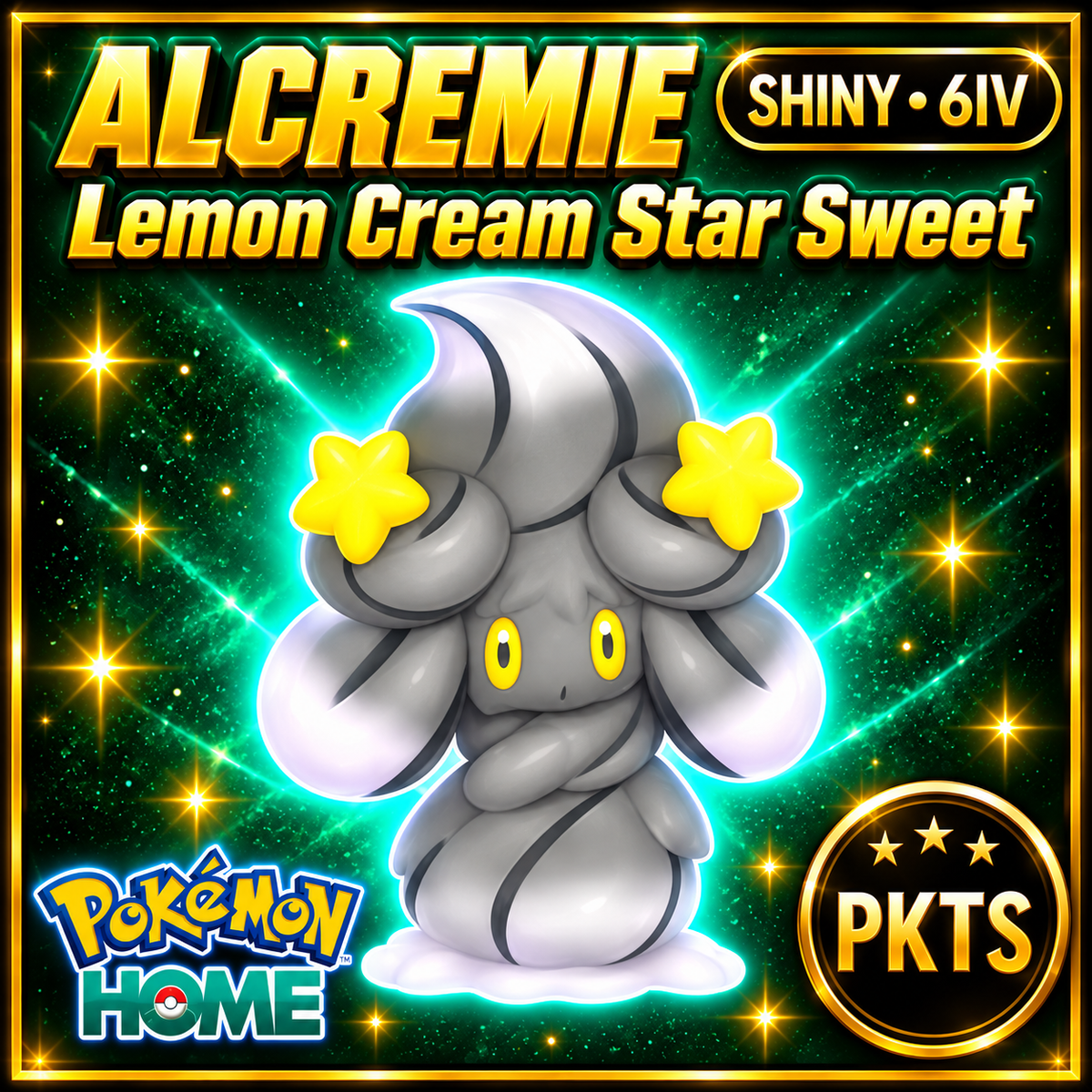 Shiny Alcremie Lemon Cream Star Sweet Pokémon HOME 6IV Competitive Battle Ready - Image 1