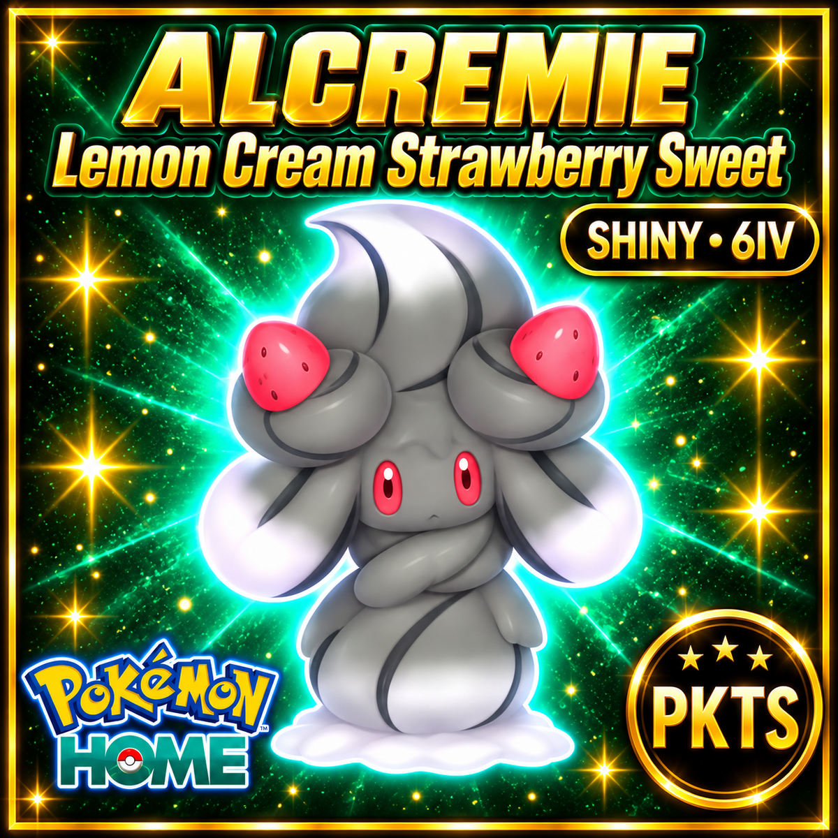 Shiny Alcremie Lemon Cream Strawberry Sweet Pokémon HOME 6IV Competitive Battle Ready - Image 1