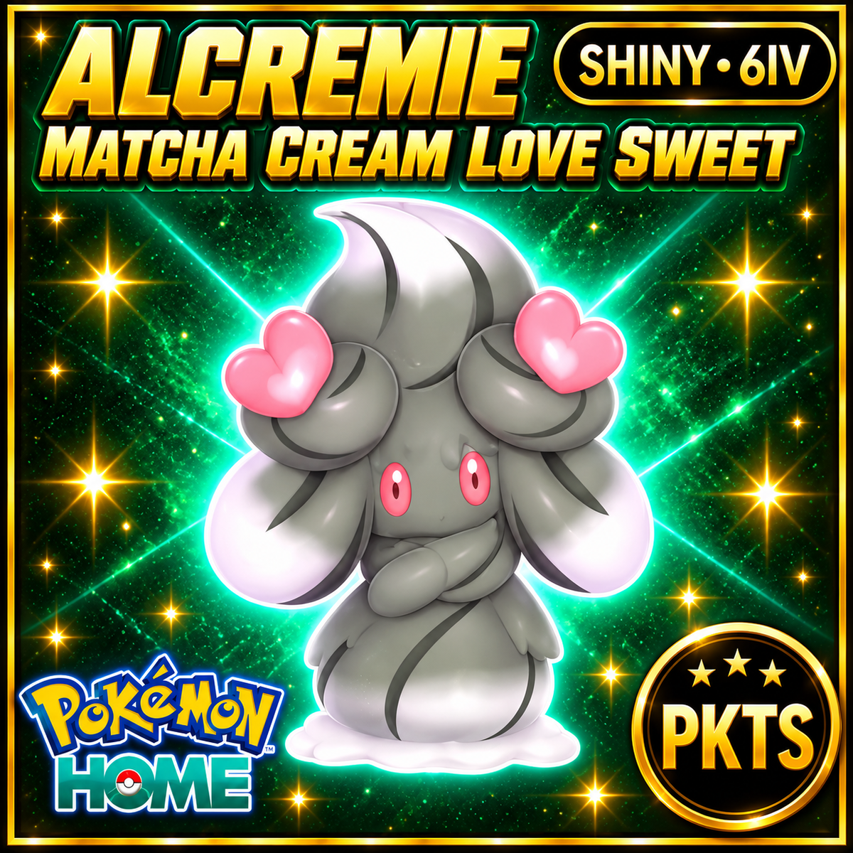 Shiny Alcremie Matcha Cream Love Sweet Pokémon HOME 6IV Competitive Battle Ready - Image 1