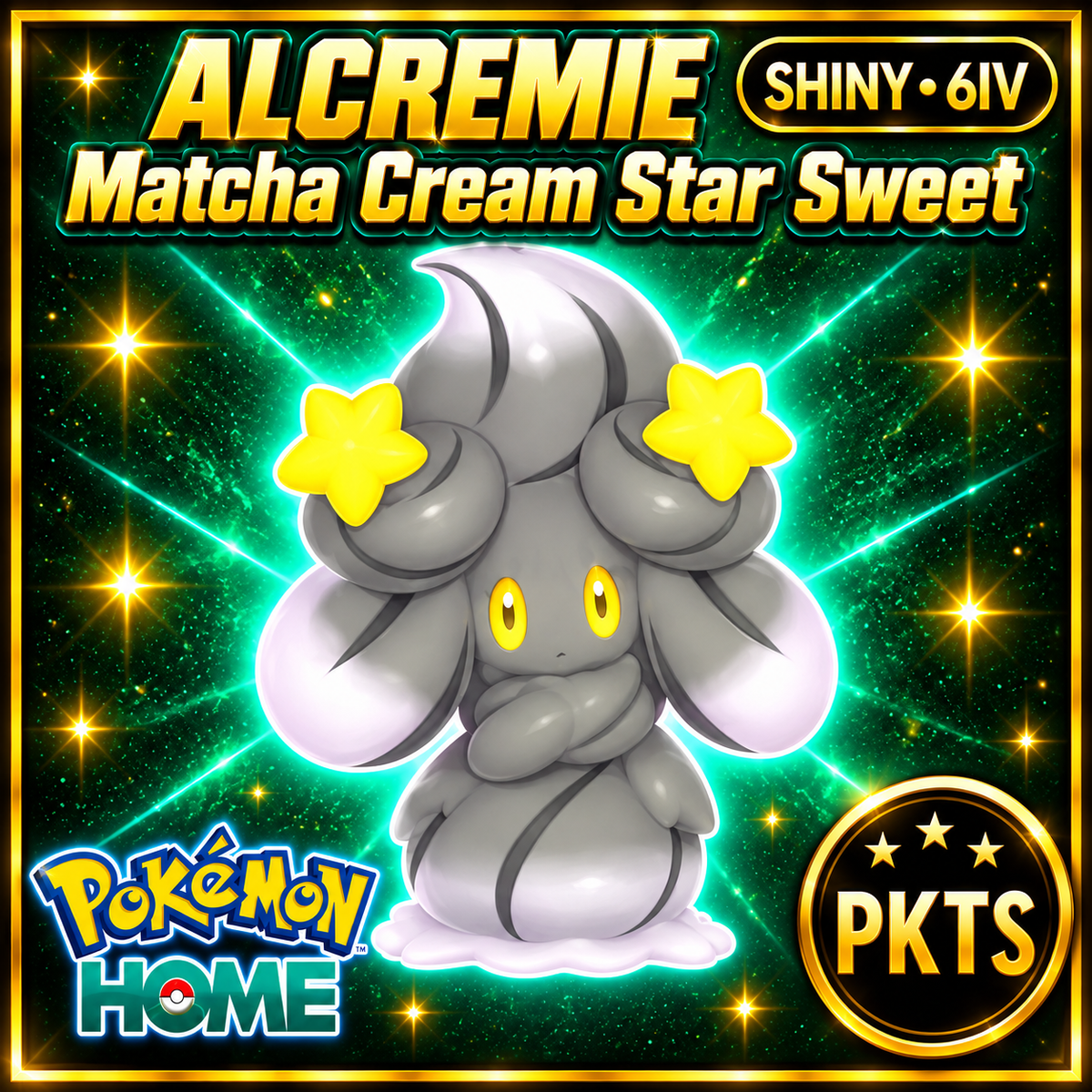 Shiny Alcremie Matcha Cream Star Sweet Pokémon HOME 6IV Competitive Battle Ready - Image 1