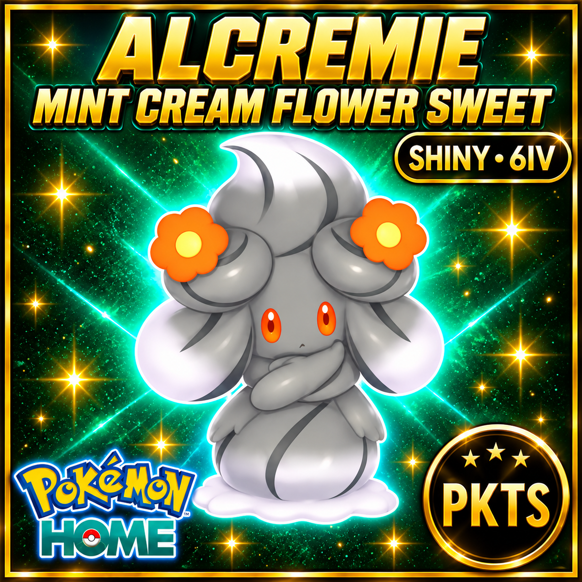Shiny Alcremie Mint Cream Flower Sweet Pokémon HOME 6IV Competitive Battle Ready - Image 1