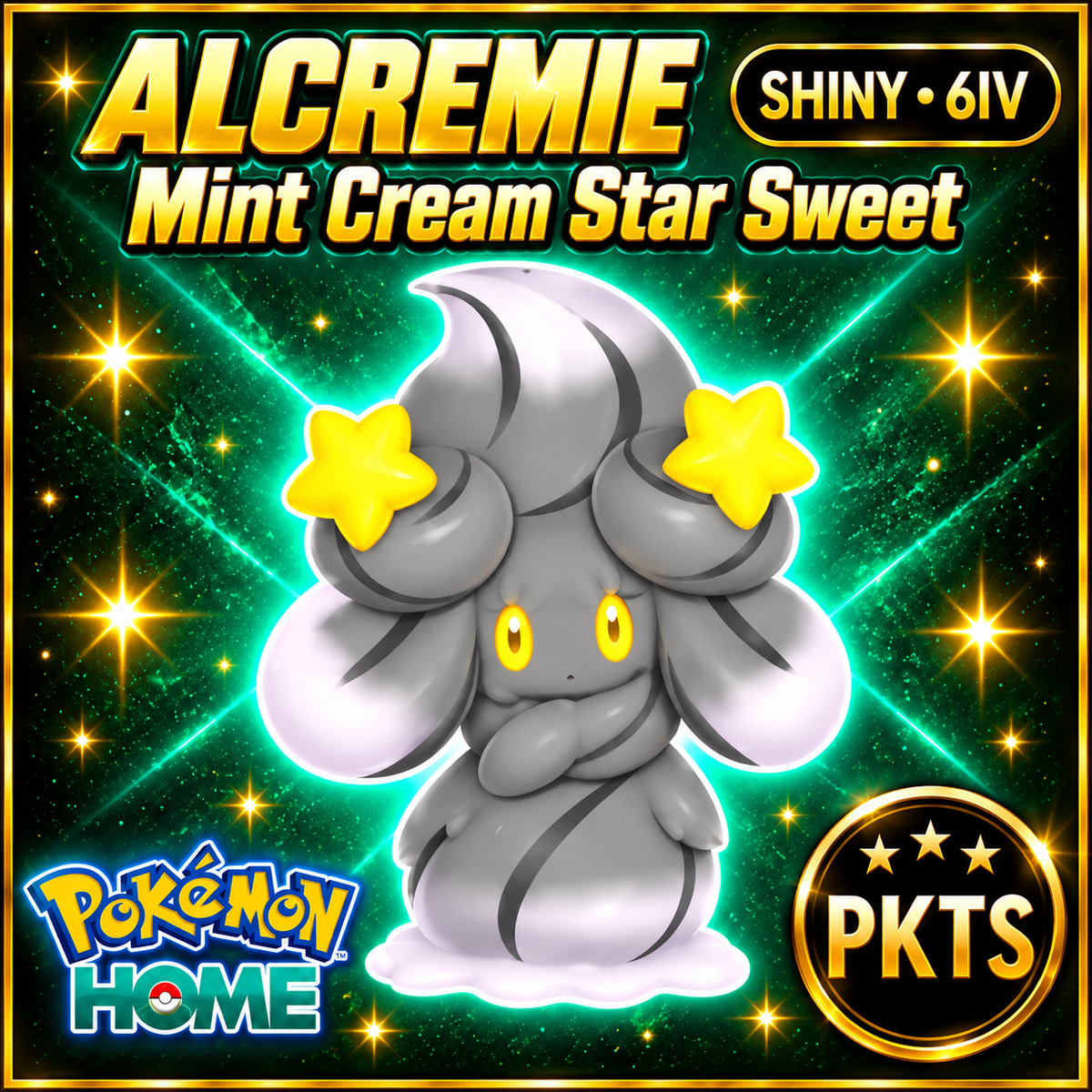 Shiny Alcremie Mint Cream Star Sweet Pokémon HOME 6IV Competitive Battle Ready - Image 1