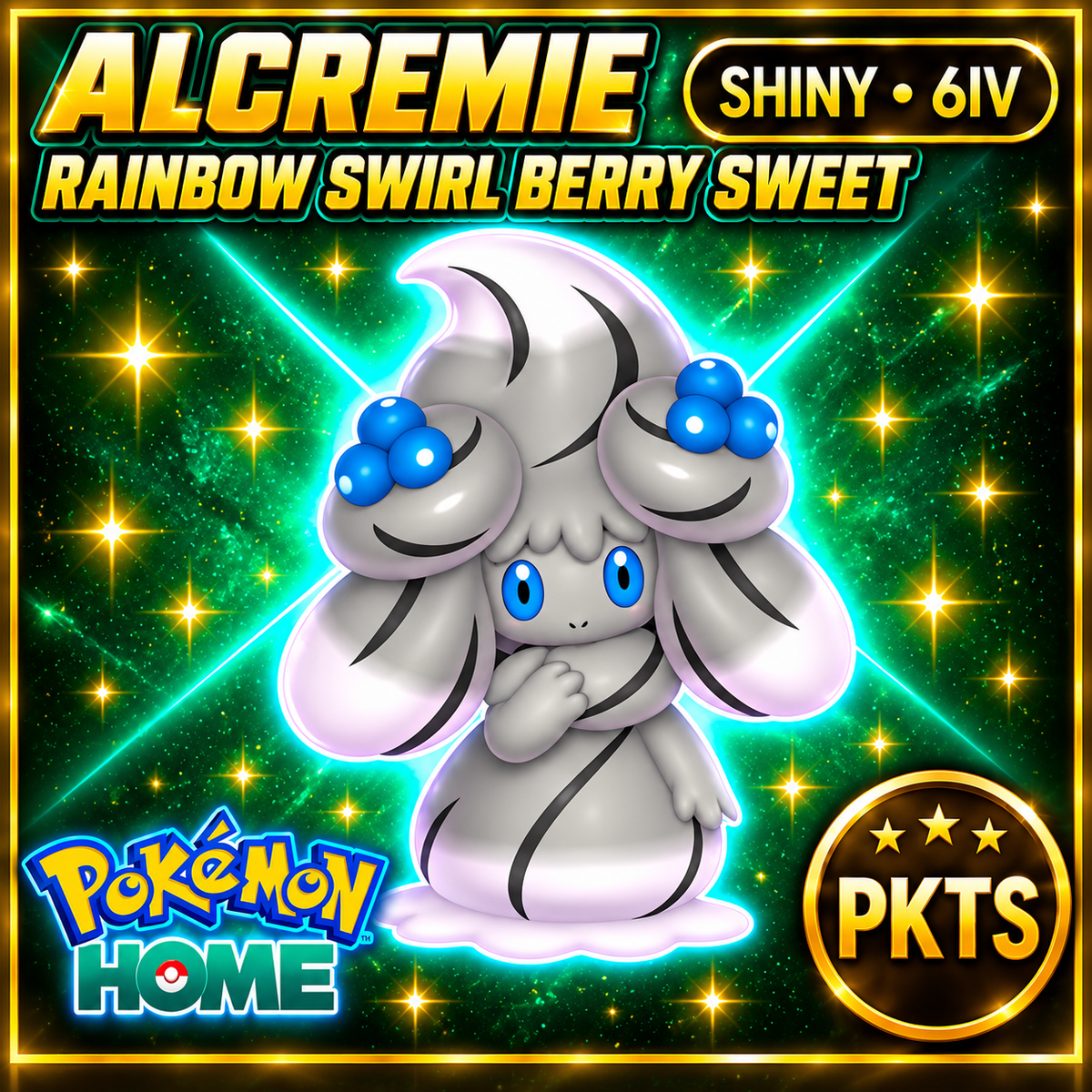 Shiny Alcremie Rainbow Swirl Berry Sweet Pokémon HOME 6IV Competitive Battle Ready - Image 1