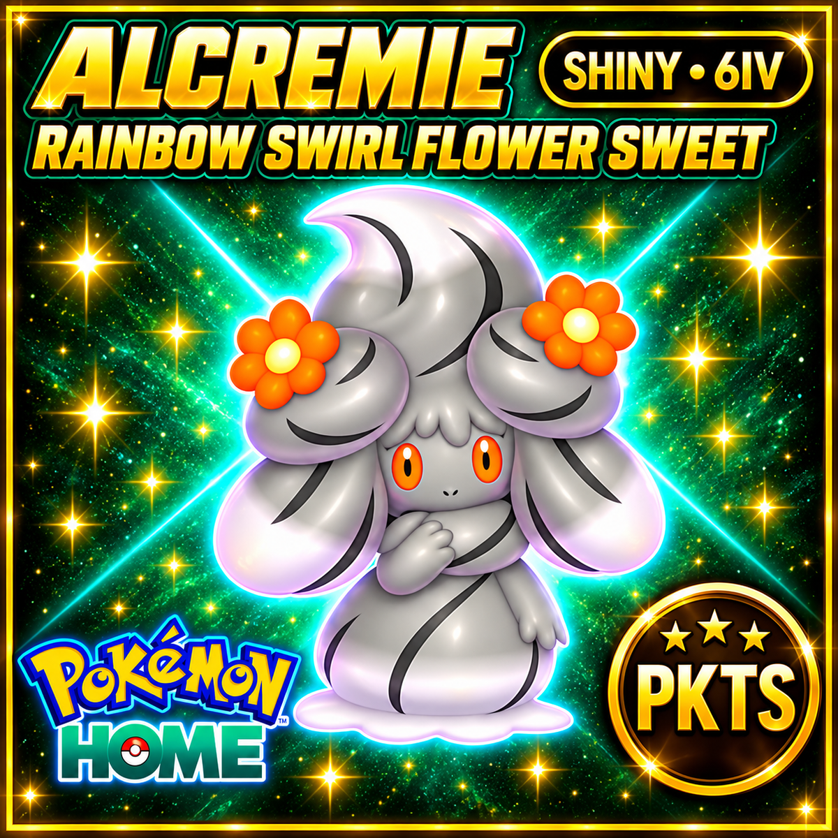 Shiny Alcremie Rainbow Swirl Flower Sweet Pokémon HOME 6IV Competitive Battle Ready - Image 1