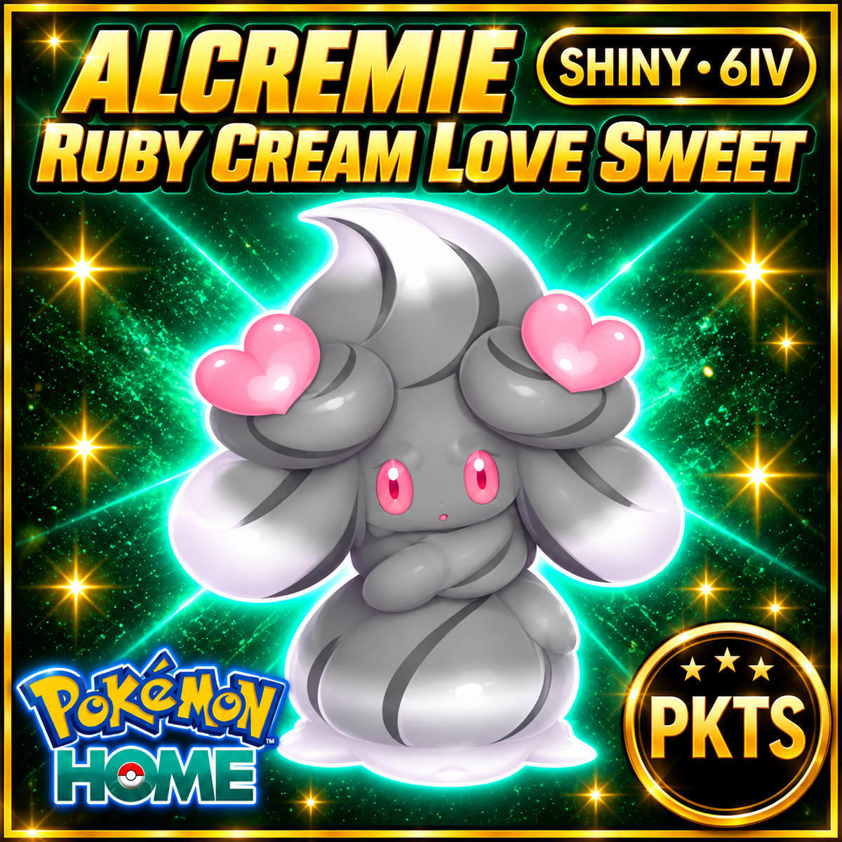 Shiny Alcremie Ruby Cream Love Sweet Pokémon HOME 6IV Competitive Battle Ready - Image 1