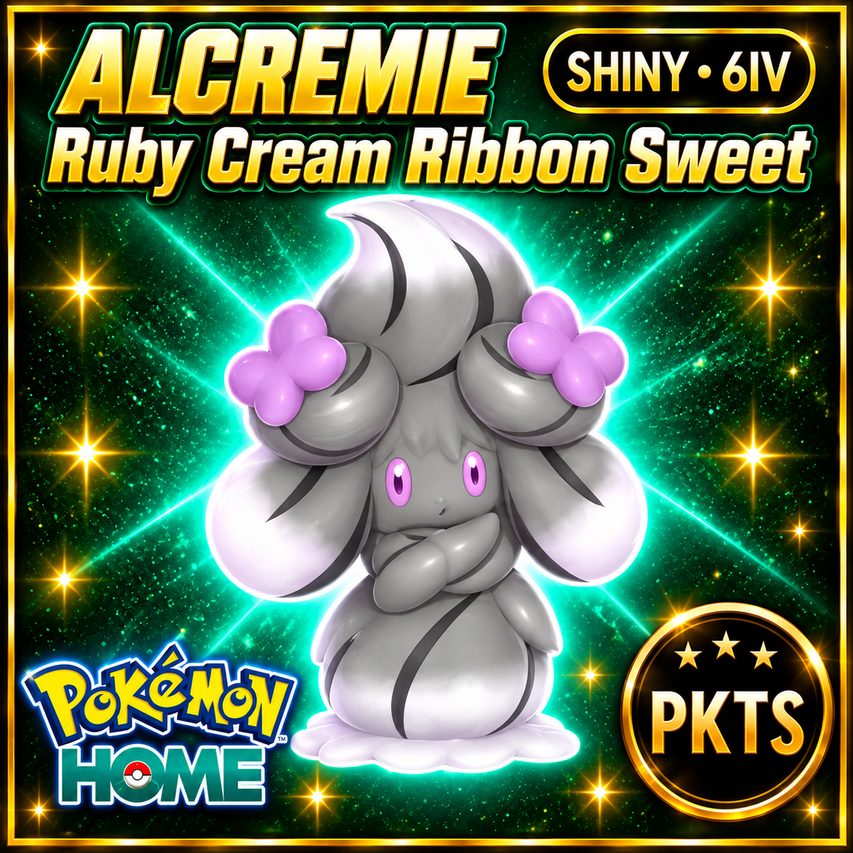 Shiny Alcremie Ruby Cream Ribbon Sweet Pokémon HOME 6IV Competitive Battle Ready - Image 1