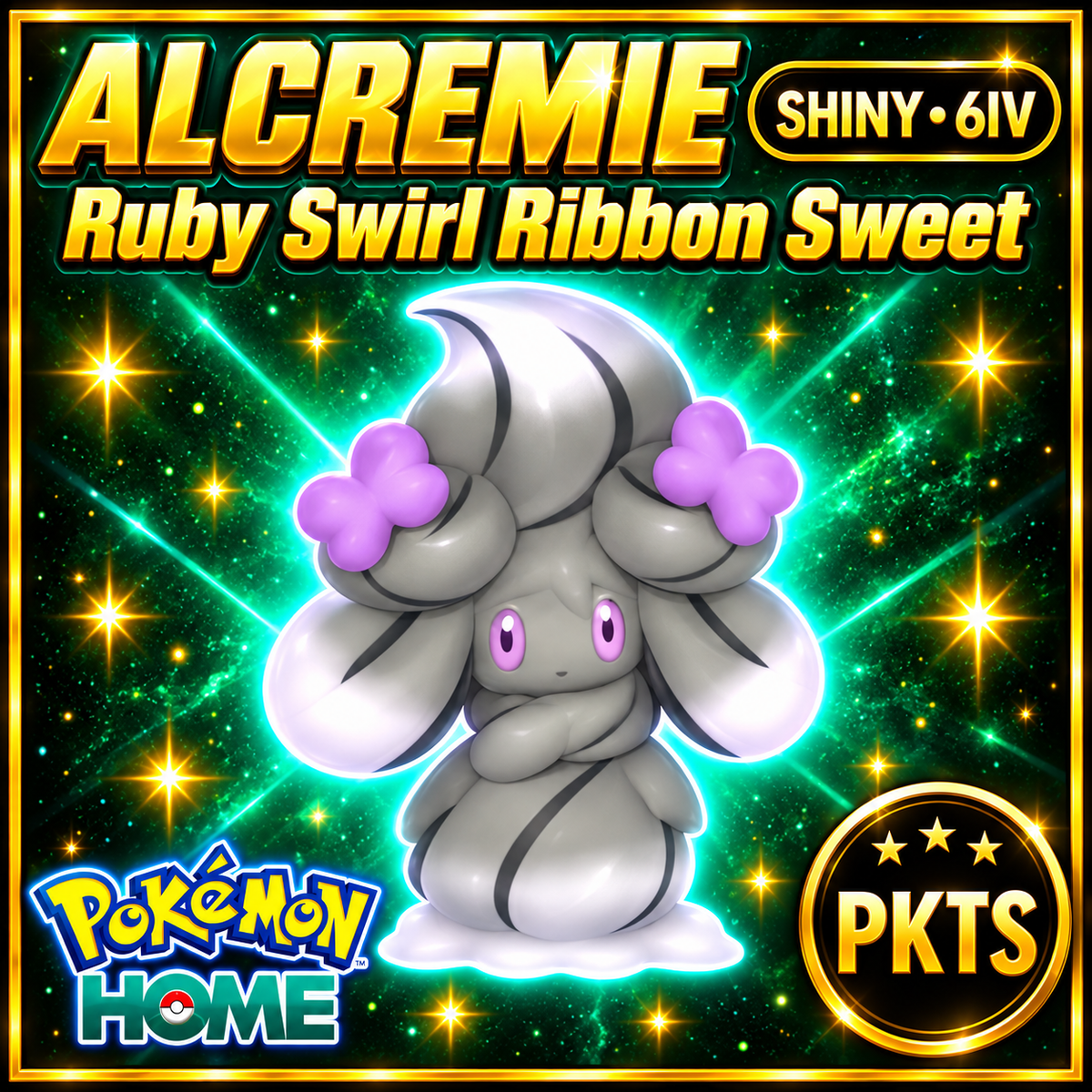 Shiny Alcremie Ruby Swirl Ribbon Sweet Pokémon HOME 6IV Competitive Battle Ready - Image 1
