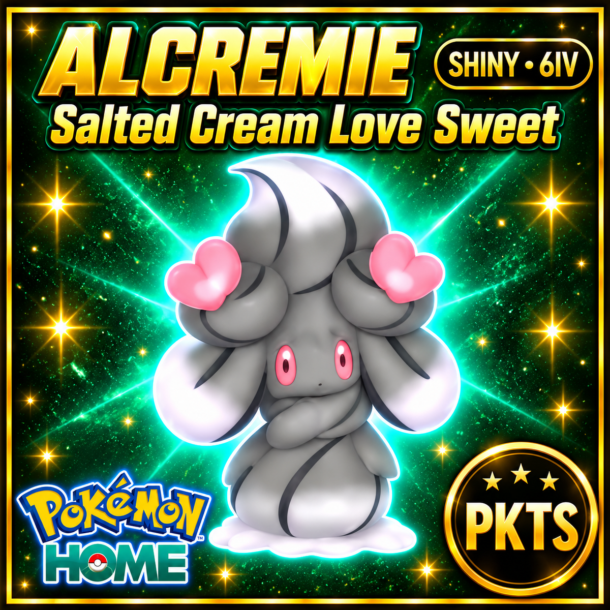 Shiny Alcremie Salted Cream Love Sweet Pokémon HOME 6IV Competitive Battle Ready - Image 1