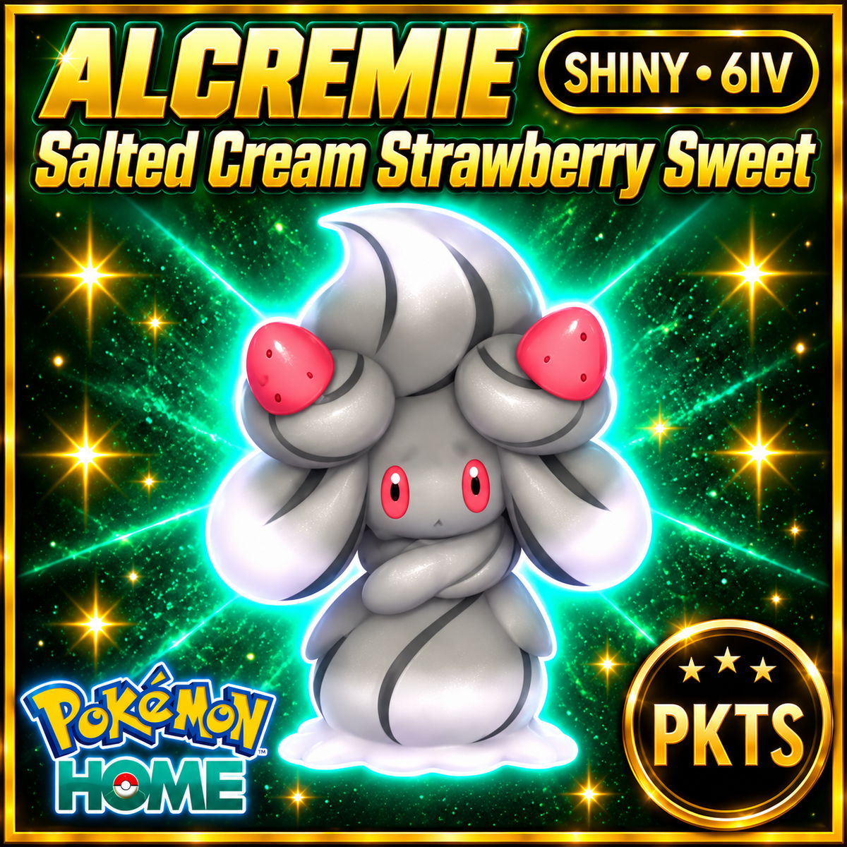 Shiny Alcremie Salted Cream Strawberry Sweet Pokémon HOME 6IV Competitive Battle Ready - Image 1