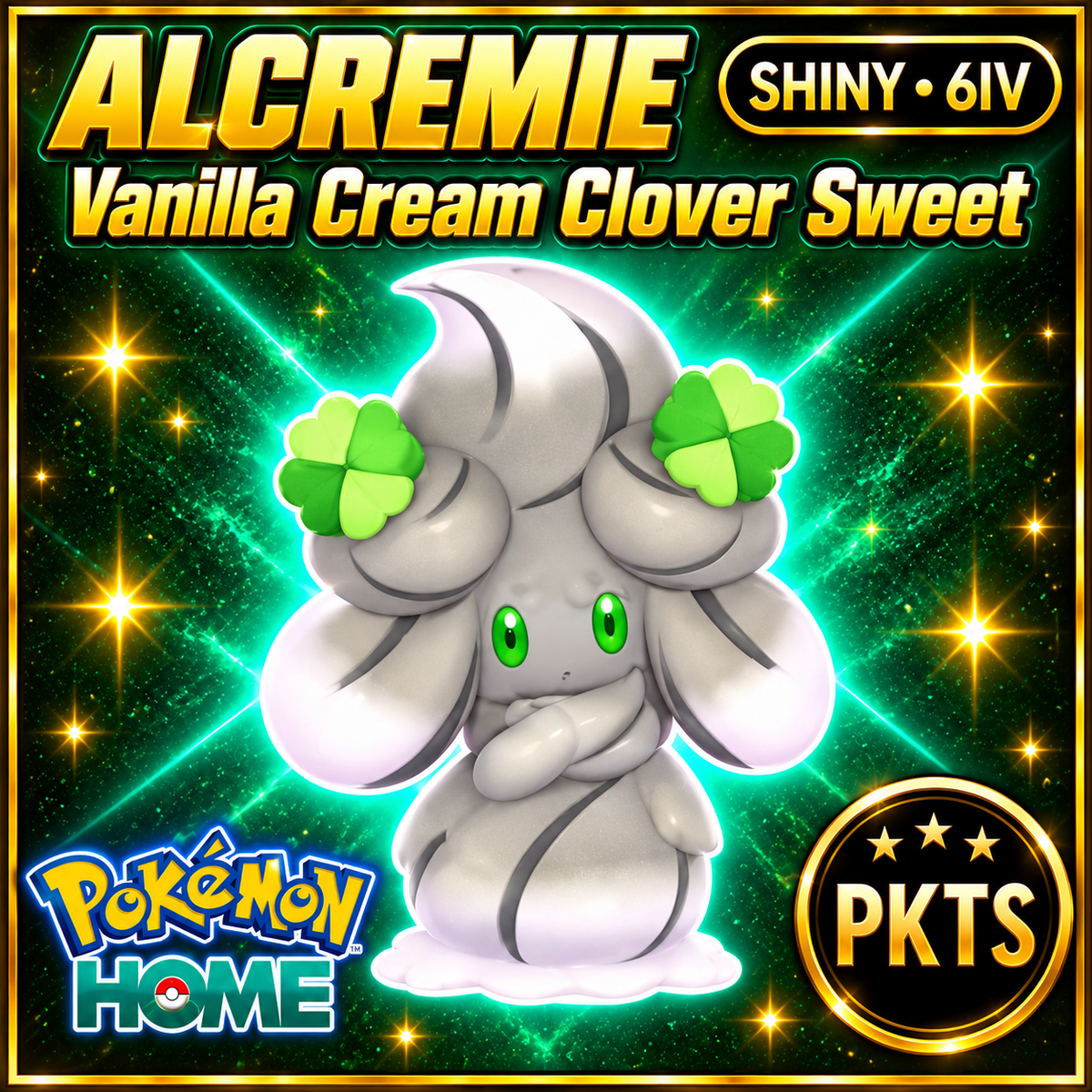 Shiny Alcremie Vanilla Cream Clover Sweet Pokémon HOME 6IV Competitive Battle Ready - Image 1
