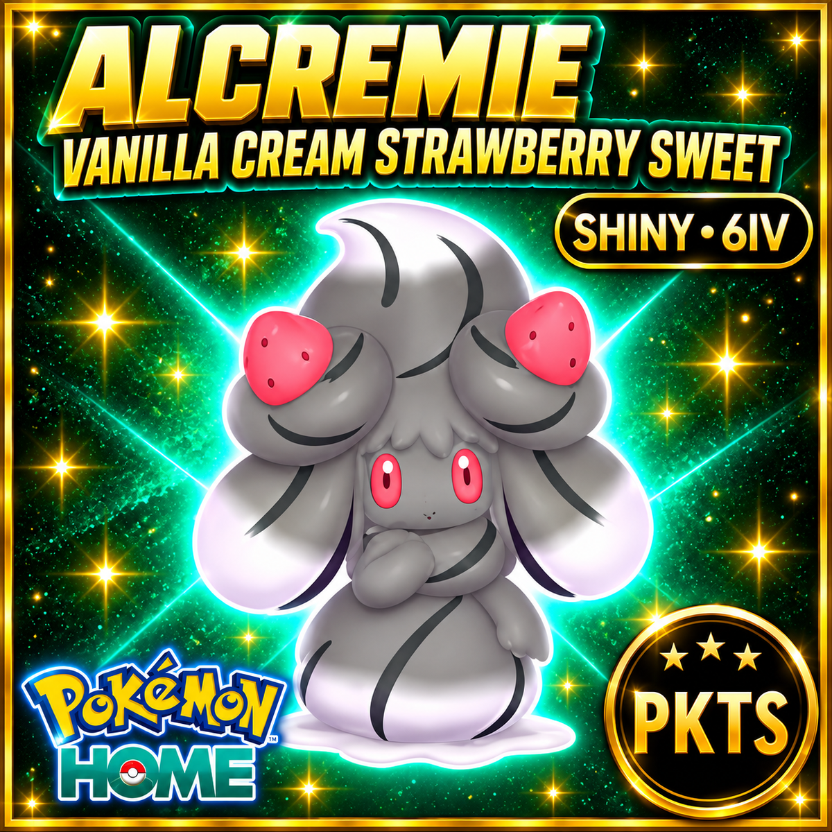 Shiny Alcremie Vanilla Cream Strawberry Sweet Pokémon HOME 6IV Competitive Battle Ready - Image 1