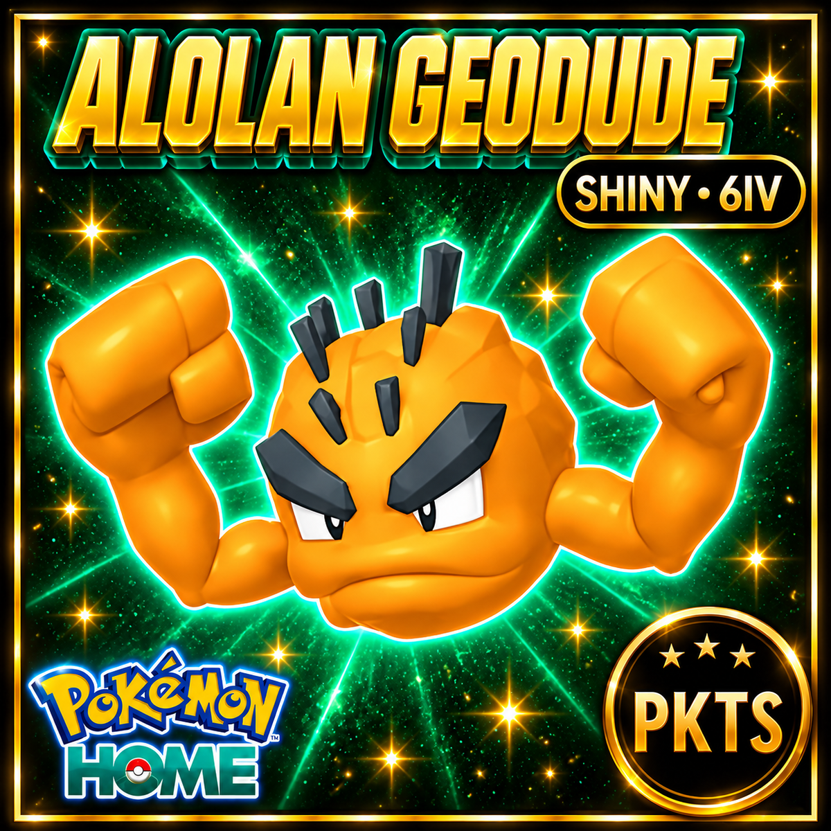 Shiny Alolan Geodude Pokémon HOME 6IV Competitive Battle Ready - Image 1