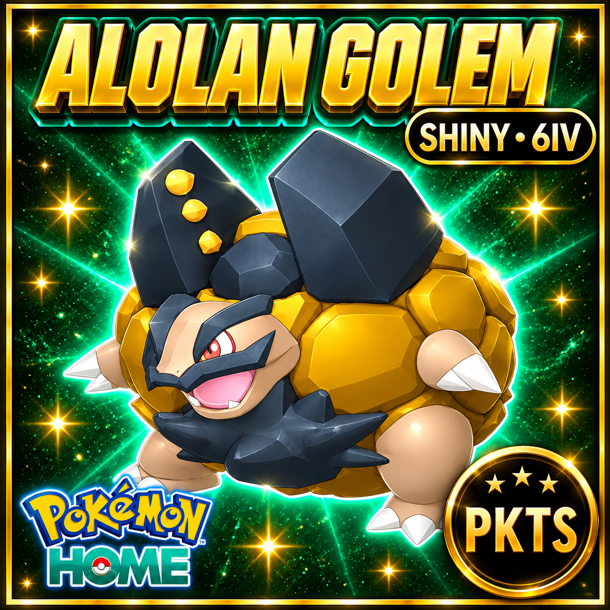 Shiny Alolan Golem Pokémon HOME 6IV Competitive Battle Ready - Image 1