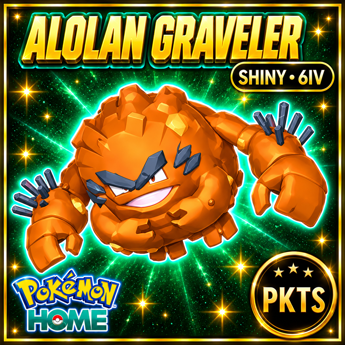 Shiny Alolan Graveler Pokémon HOME 6IV Competitive Battle Ready - Image 1