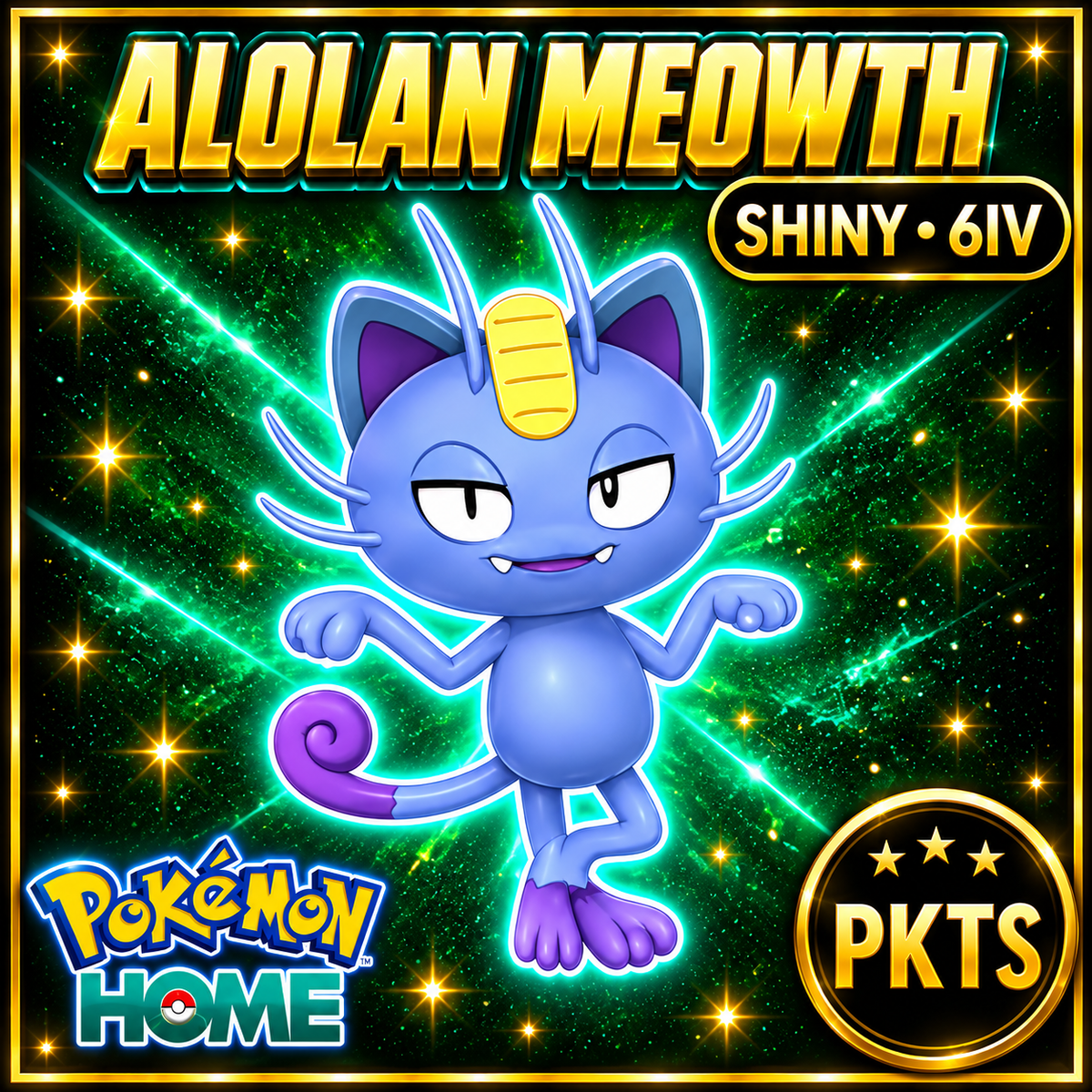 Shiny Alolan Meowth Pokémon HOME 6IV Competitive Battle Ready - Image 1