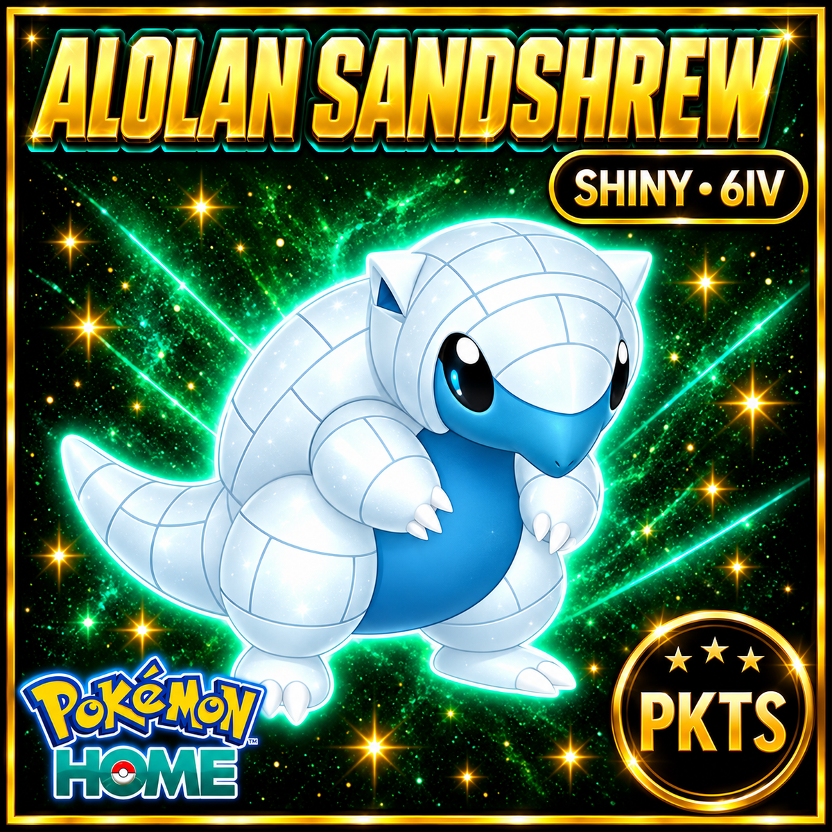 Shiny Alolan Sandshrew Pokémon HOME 6IV Competitive Battle Ready - Image 1