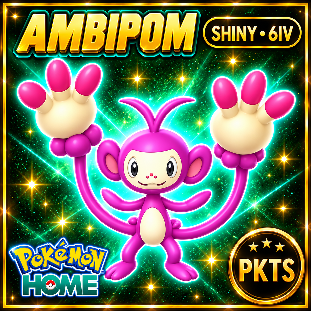 Shiny Ambipom Pokémon HOME 6IV Competitive Battle Ready - Image 1