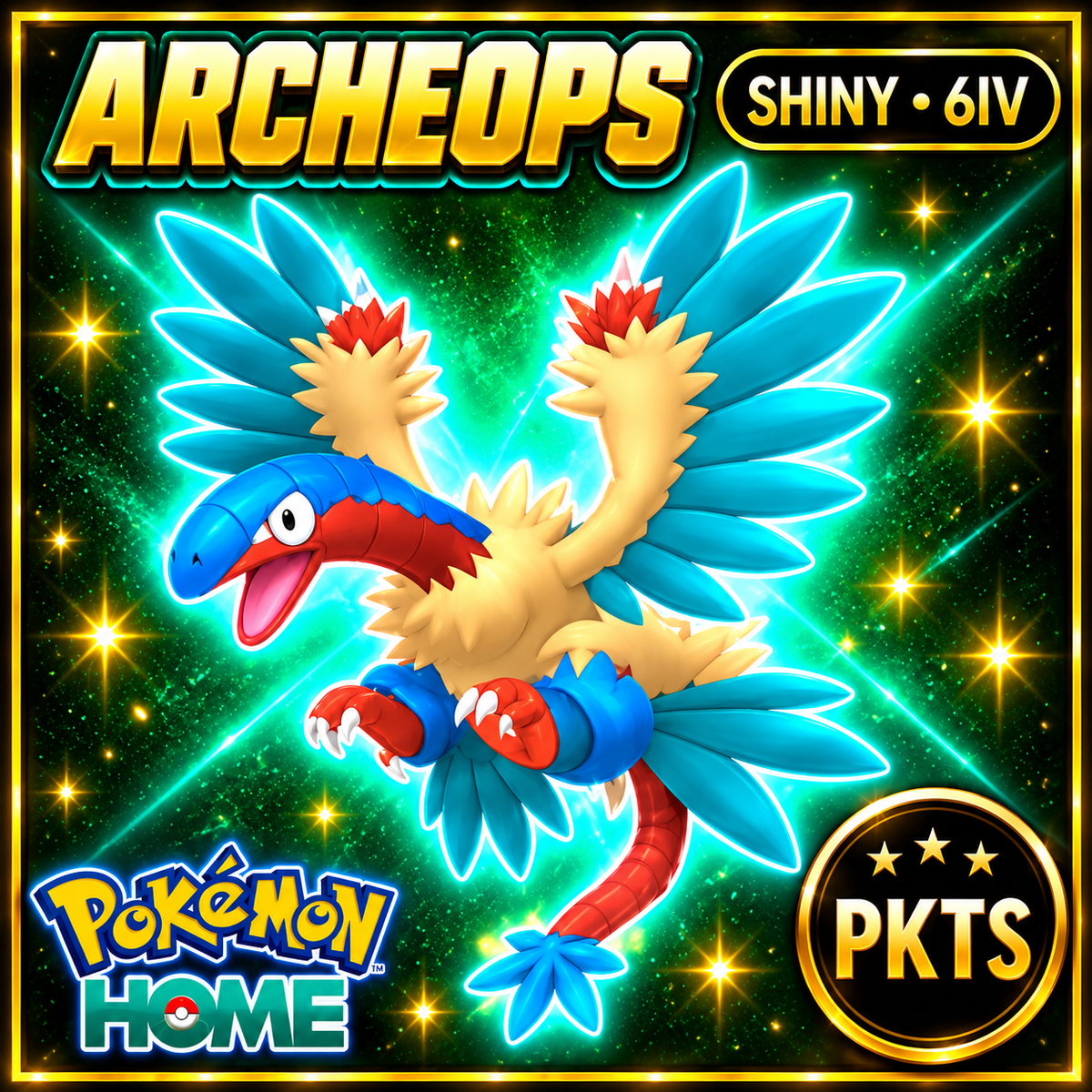 Shiny Archeops Pokémon HOME 6IV Competitive Battle Ready - Image 1