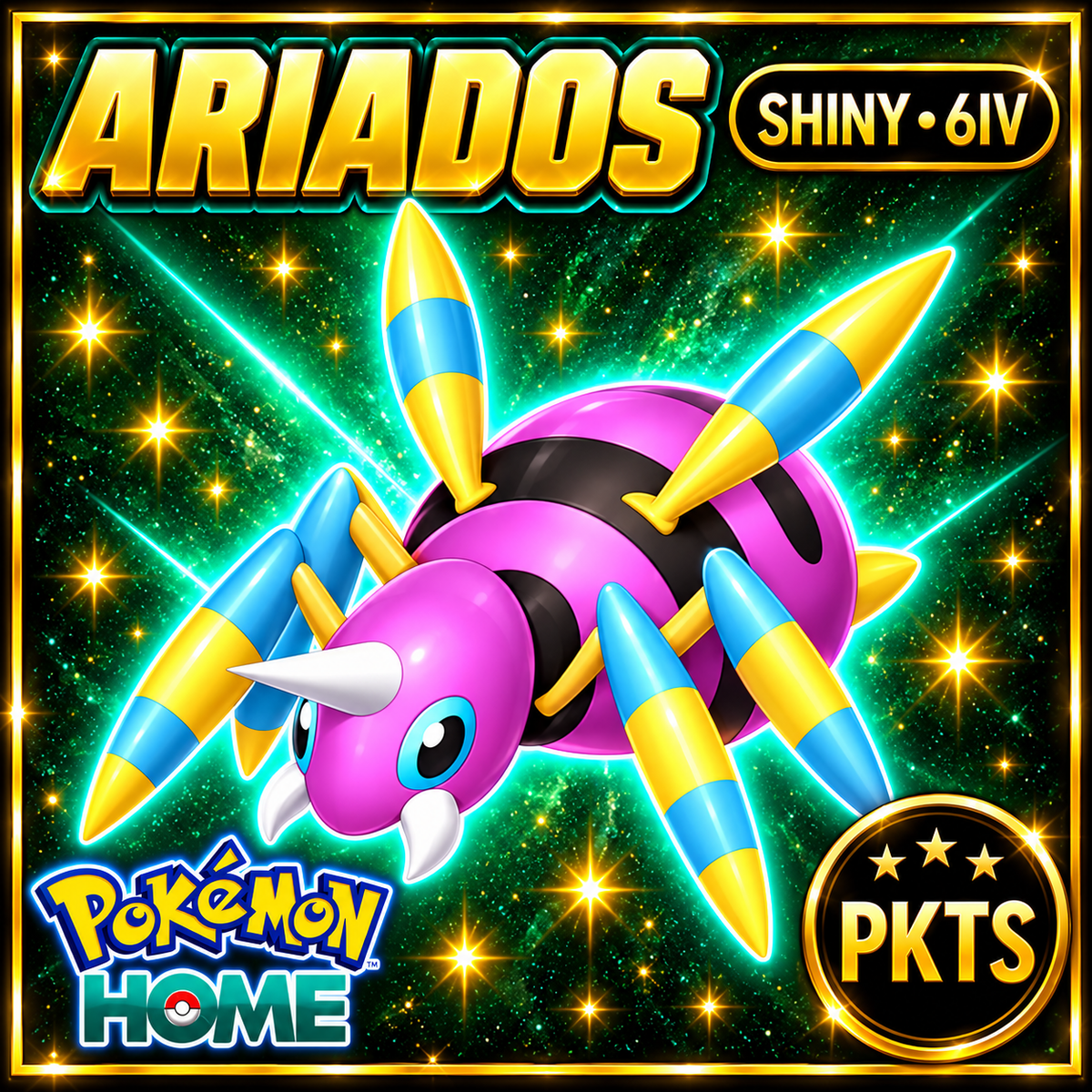 Shiny Ariados Pokémon HOME 6IV Competitive Battle Ready - Image 1
