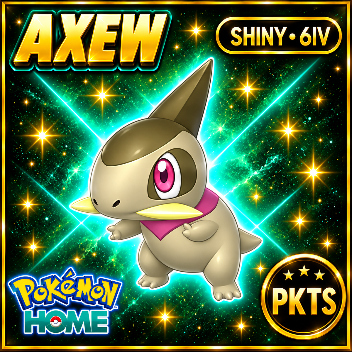 Shiny Axew Pokémon HOME 6IV Competitive Battle Ready - Image 1