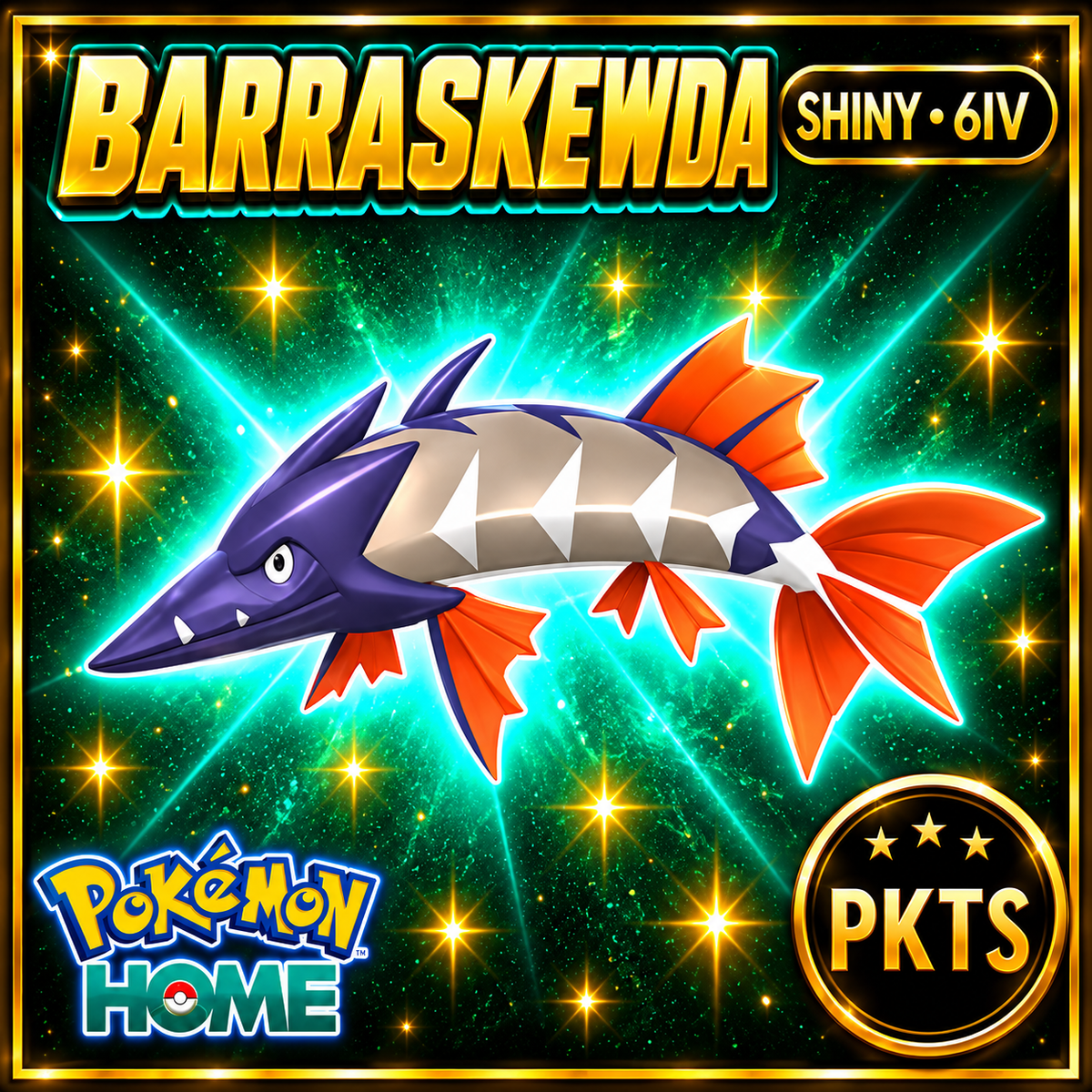 Shiny Barraskewda Pokémon HOME 6IV Competitive Battle Ready - Image 1