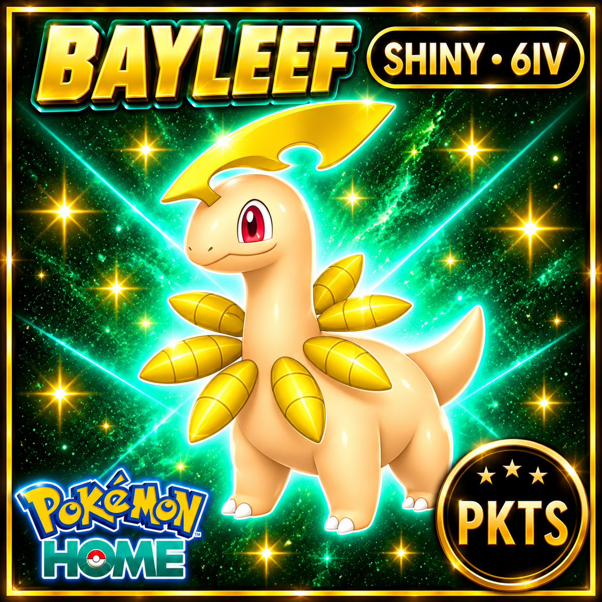 Shiny Bayleef Pokémon HOME 6IV Competitive Battle Ready - Image 1