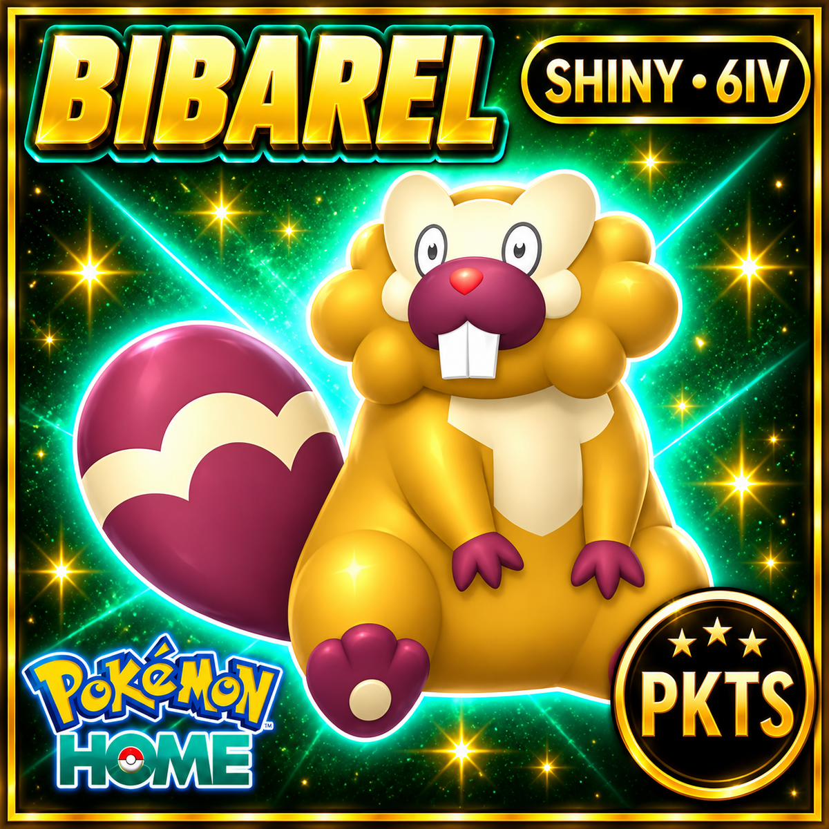 Shiny Bibarel Pokémon HOME 6IV Competitive Battle Ready - Image 1