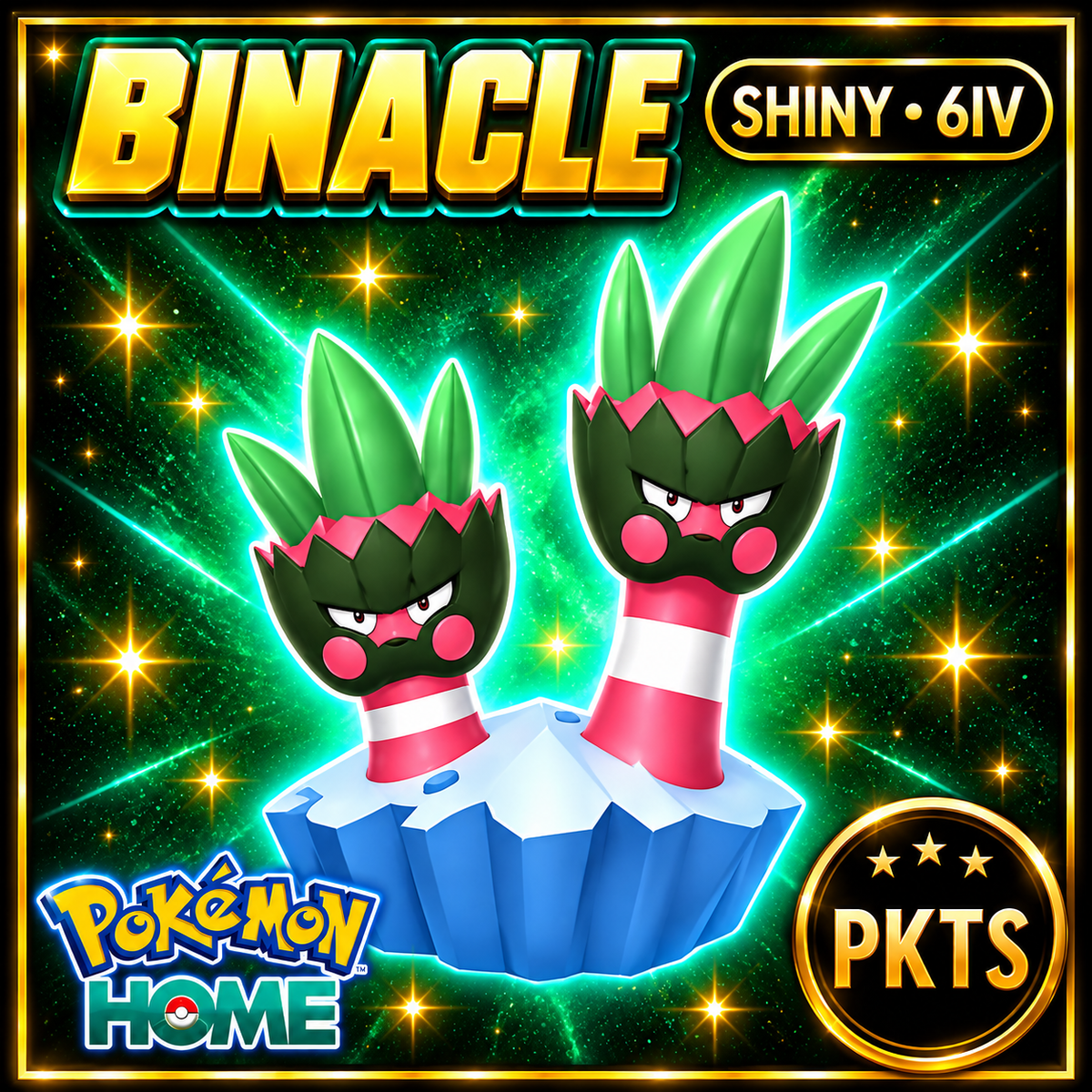 Shiny Binacle Pokémon HOME 6IV Competitive Battle Ready - Image 1