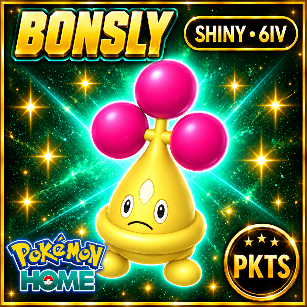 Shiny Bonsly Pokémon HOME 6IV Competitive Battle Ready - Image 1