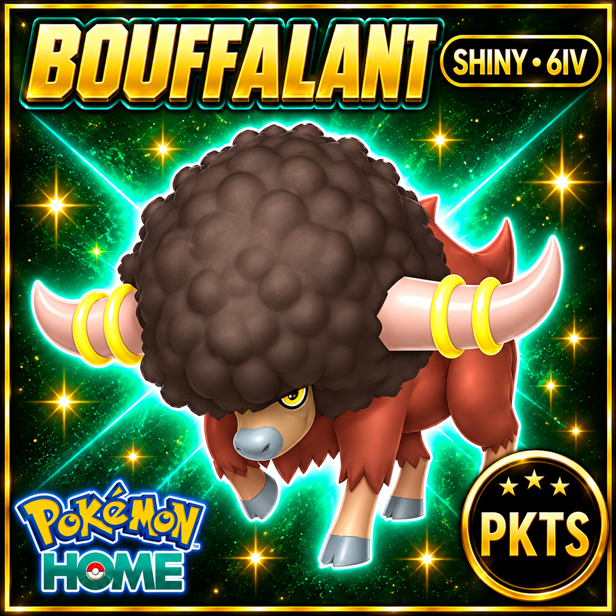 Shiny Bouffalant Pokémon HOME 6IV Competitive Battle Ready - Image 1