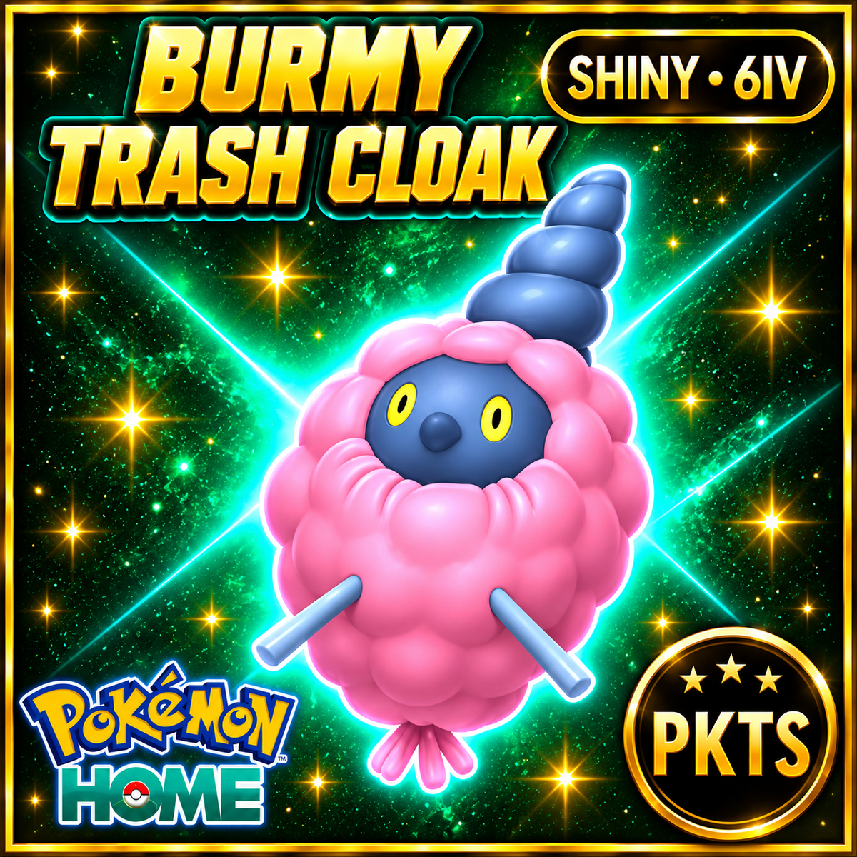 Shiny Burmy Trash Cloak Pokémon HOME 6IV Competitive Battle Ready - Image 1