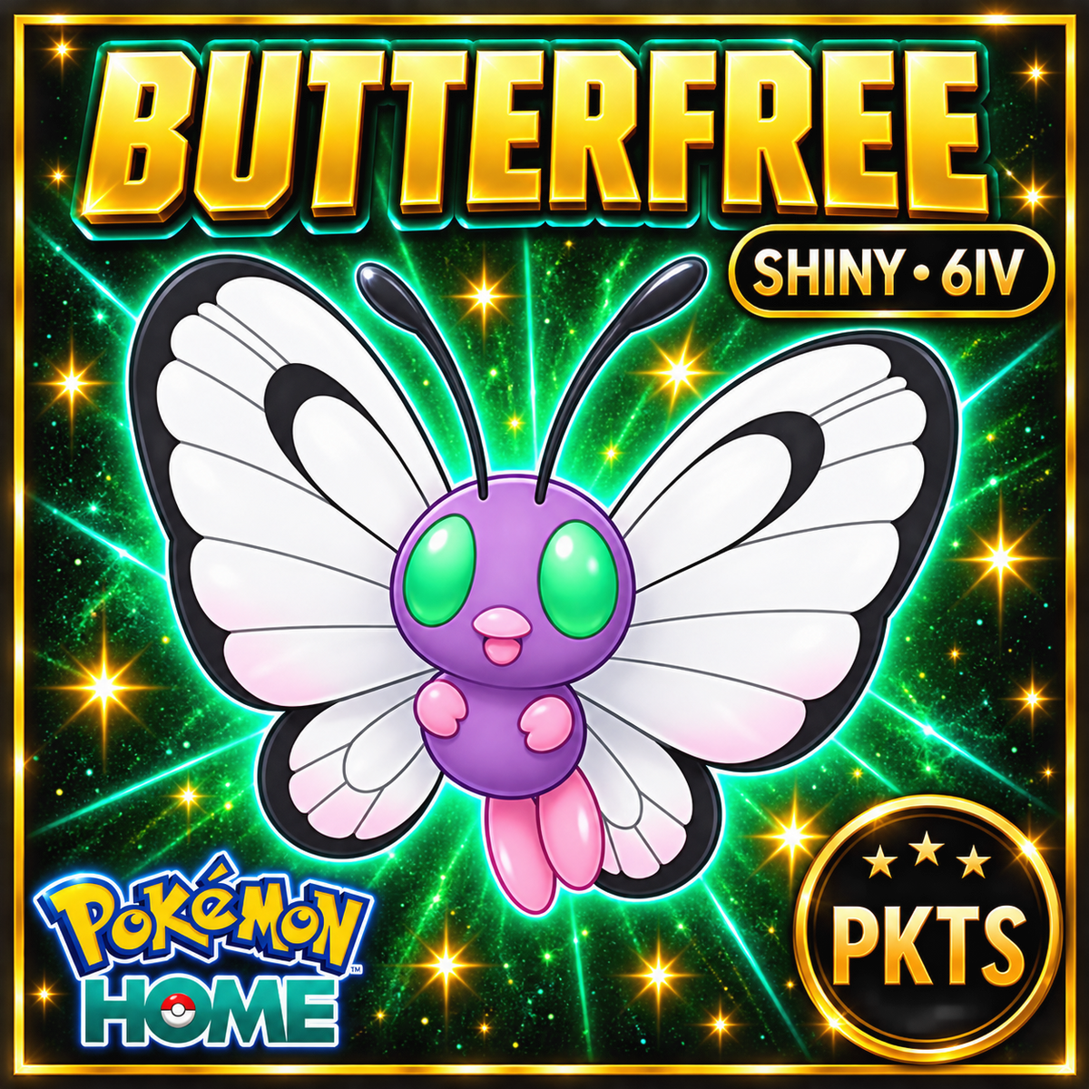 Shiny BUTTERFREE Pokémon HOME 6IV Competitive Battle Ready - Image 1