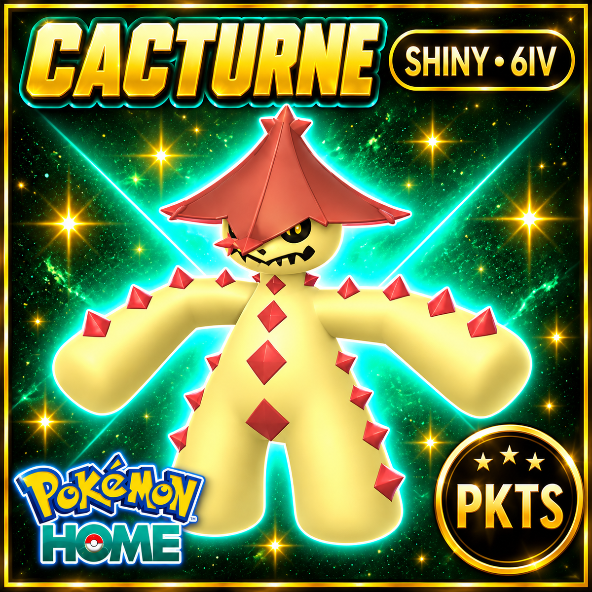 Shiny Cacturne Pokémon HOME 6IV Competitive Battle Ready - Image 1