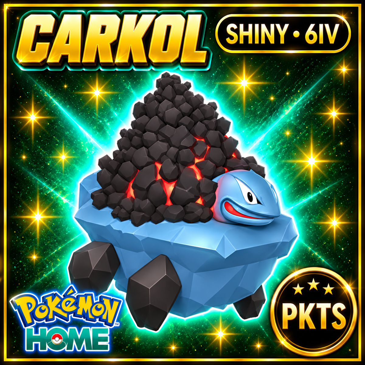 Shiny Carkol Pokémon HOME 6IV Competitive Battle Ready - Image 1