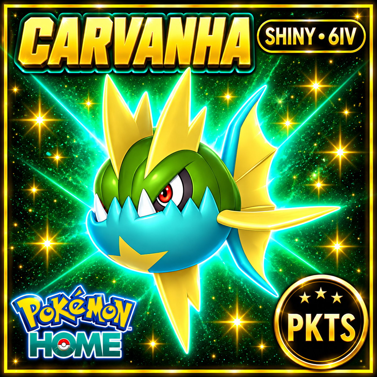 Shiny Carvanha Pokémon HOME 6IV Competitive Battle Ready - Image 1