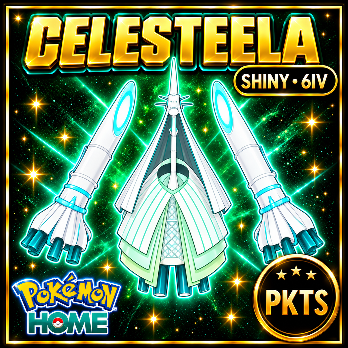 Shiny Celesteela Pokémon Sword Shield 6IV PKTS Image 1