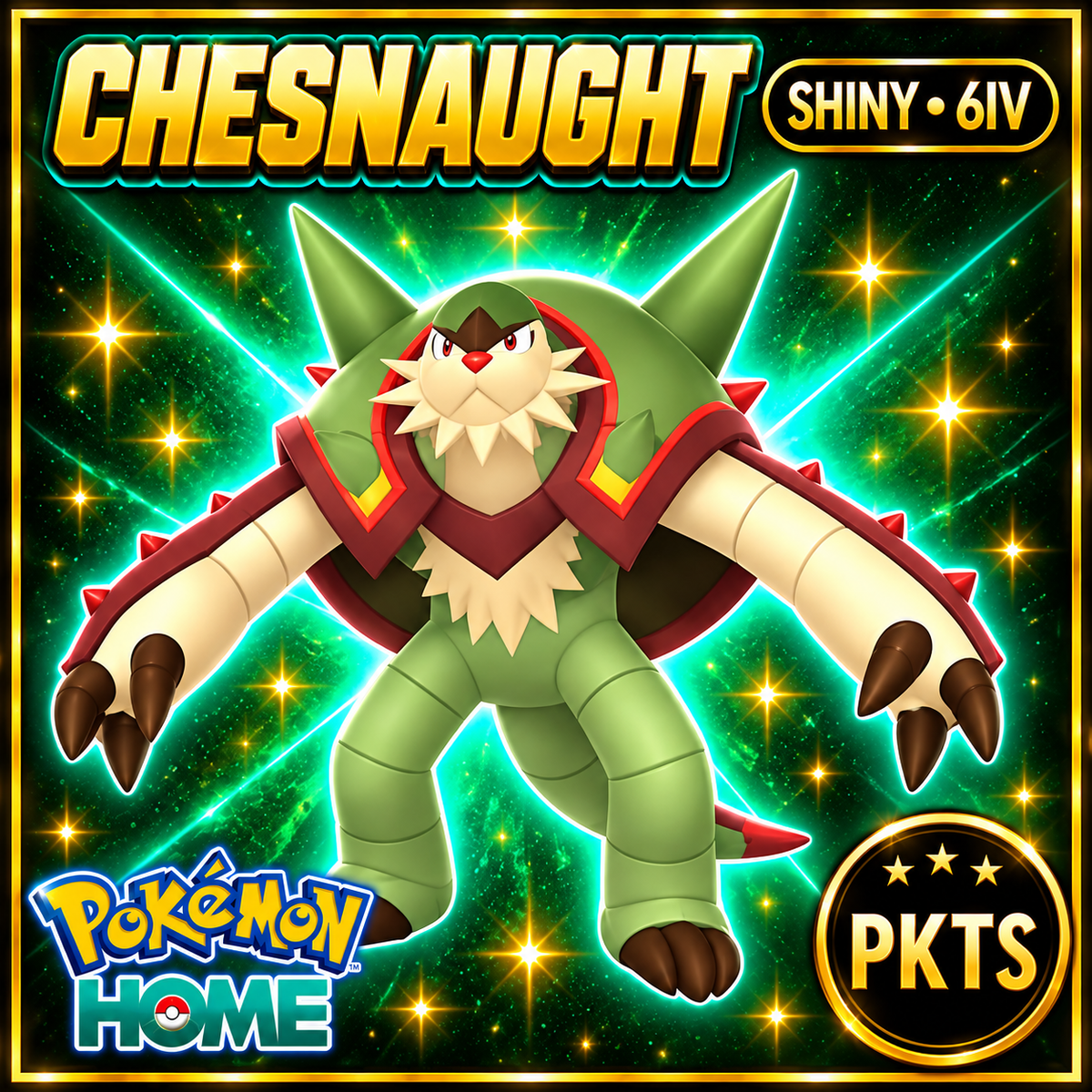 Shiny Chesnaught Pokémon HOME 6IV Competitive Battle Ready - Image 1