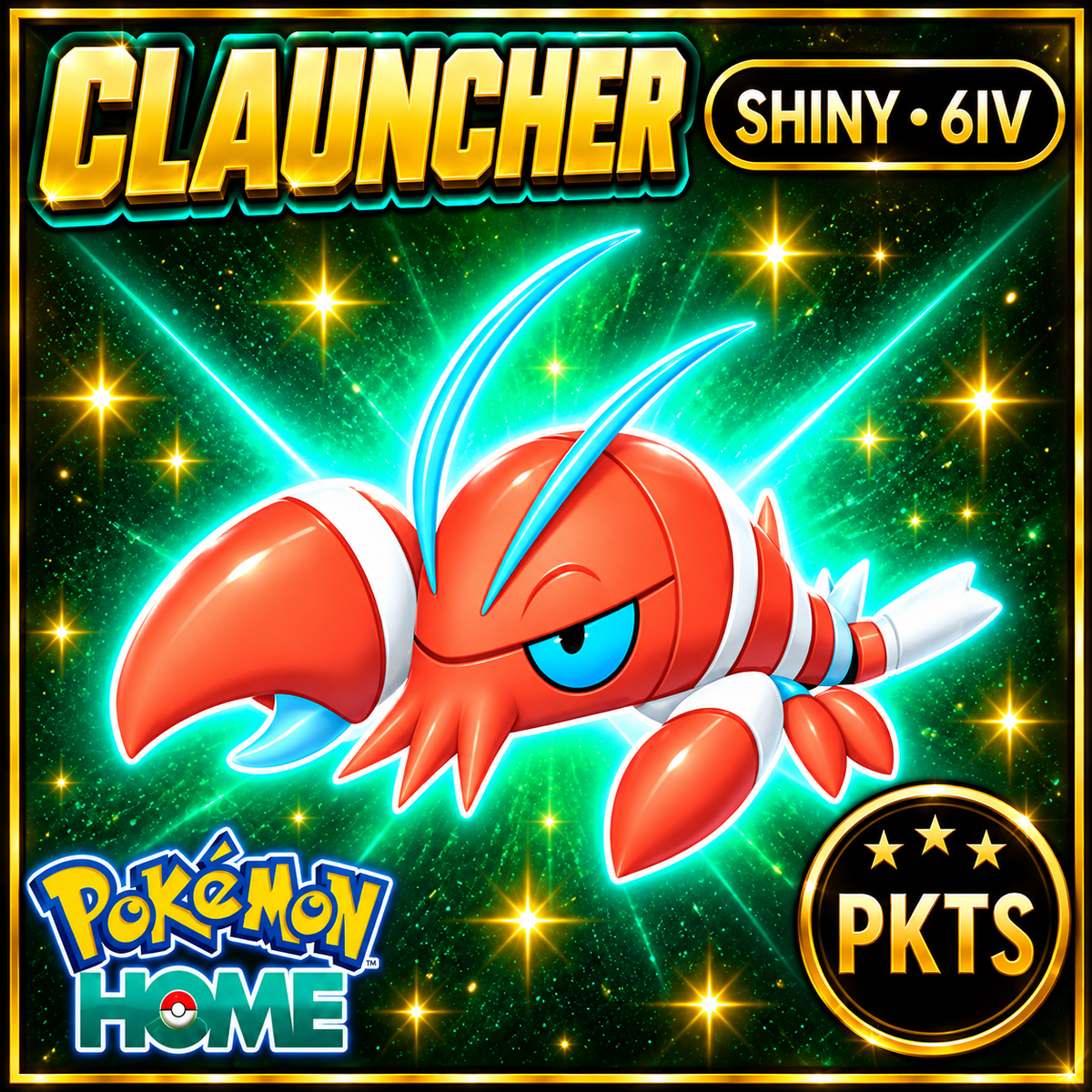 Shiny Clauncher Pokémon HOME 6IV Competitive Battle Ready - Image 1