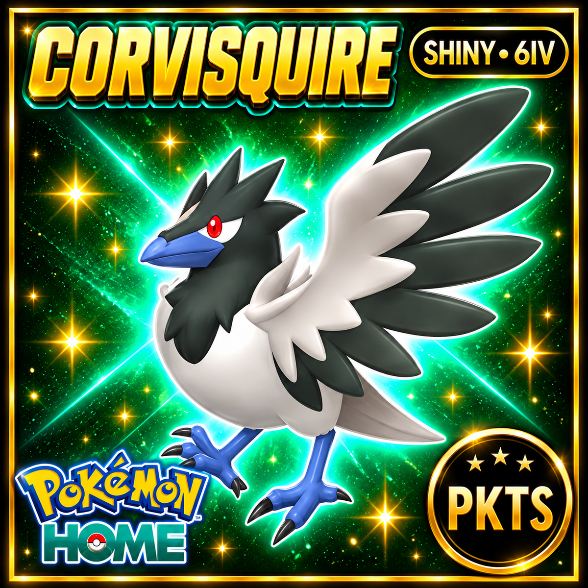 Shiny Corvisquire Pokémon HOME 6IV Competitive Battle Ready - Image 1