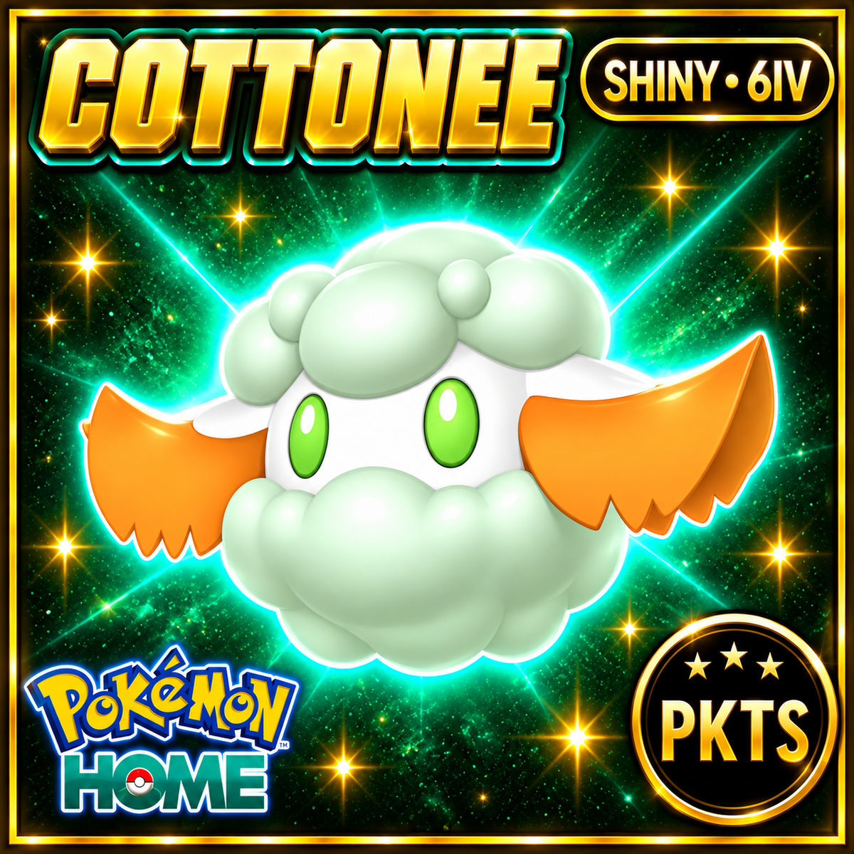 Shiny Cottonee Pokémon HOME 6IV Competitive Battle Ready - Image 1