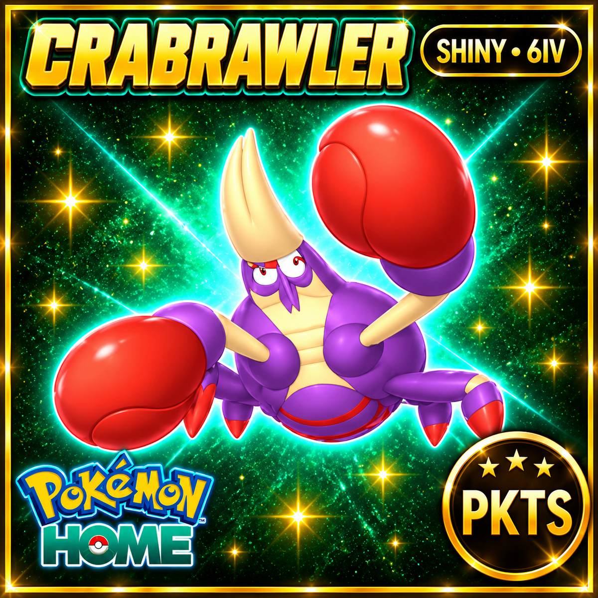 Shiny Crabrawler Pokémon HOME 6IV Competitive Battle Ready - Image 1